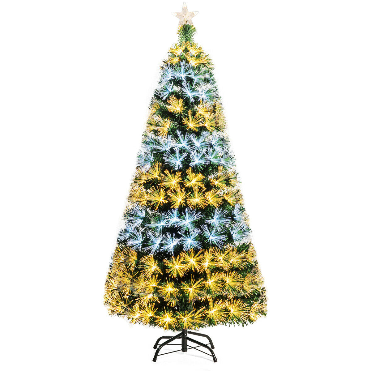 Pre-Lit Fiber Double-Color Lights Optic Christmas Tree-6'-Boyel Living