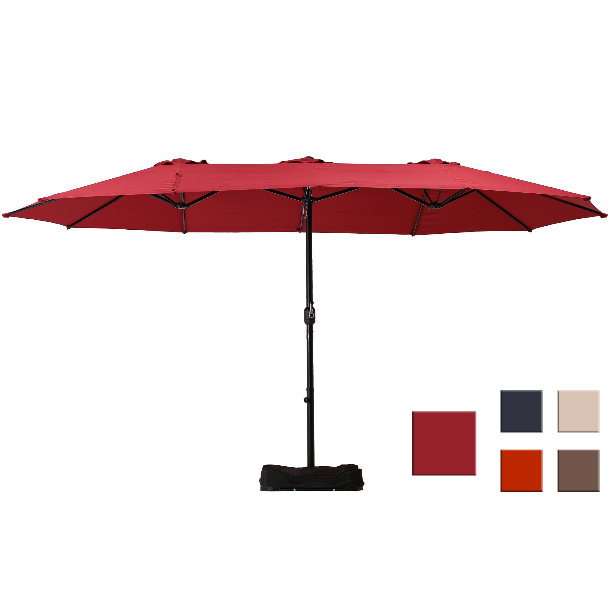 15ft Outdoor Patio Market Umbrella with Base, Umbrella for Pool, Garden-Boyel Living