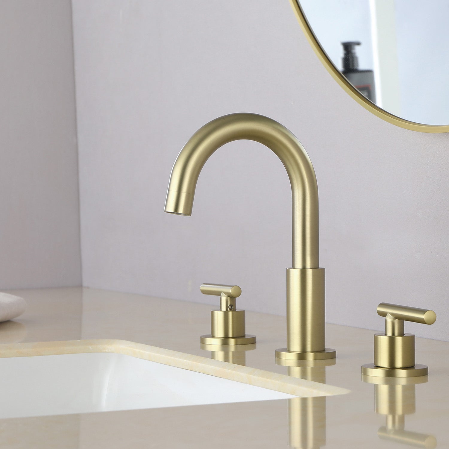 Boyel Living Widespread 2-Handle Bathroom Sink Faucet with Valve and Drain Assembly in Brushed Gold 8 In.-Boyel Living