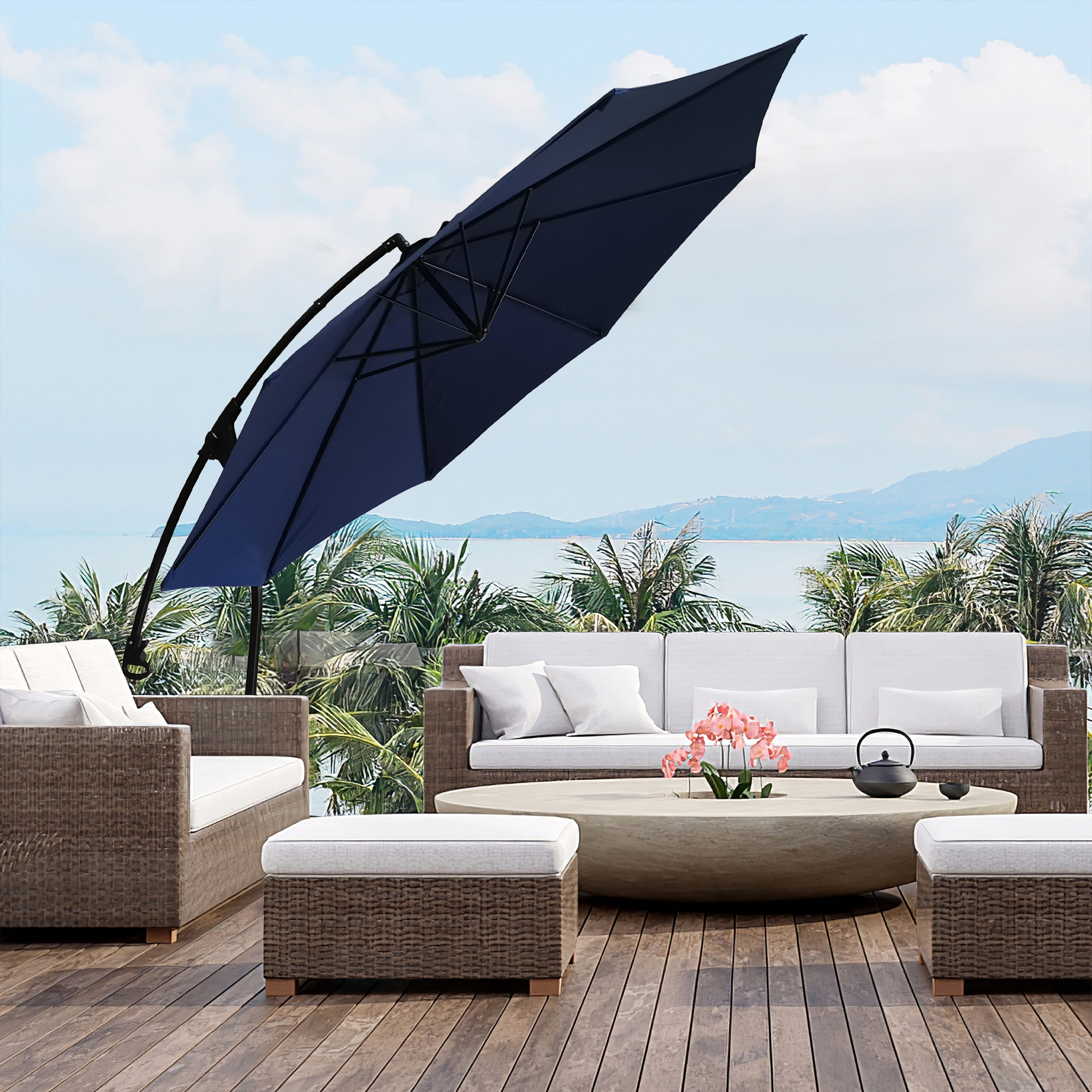 Boyel Living 11-ft Cantilever Patio Umbrella with Base