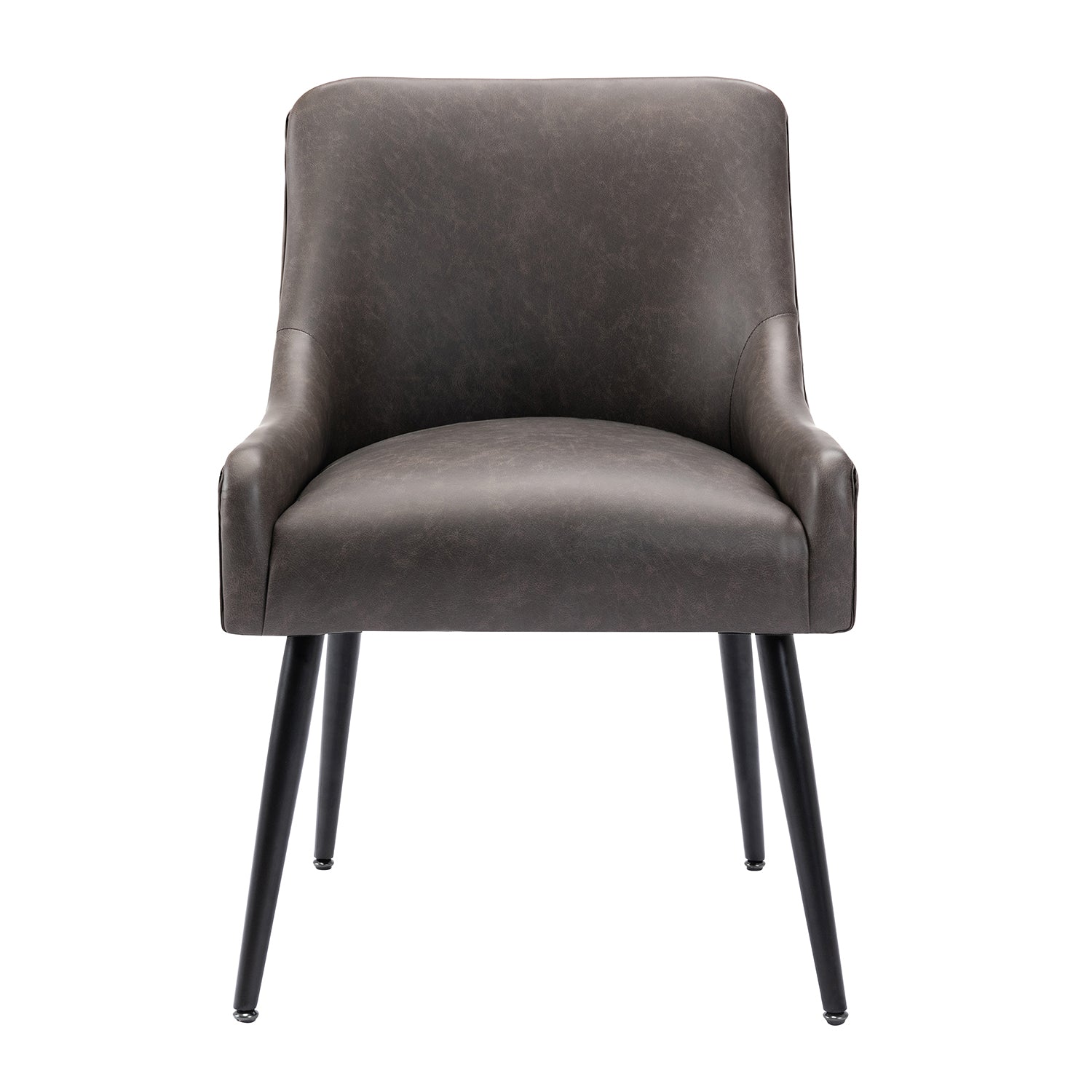 Modern Leather Wide Accent Chair Side Chair with Swoop Arm Metal Legs-Boyel Living
