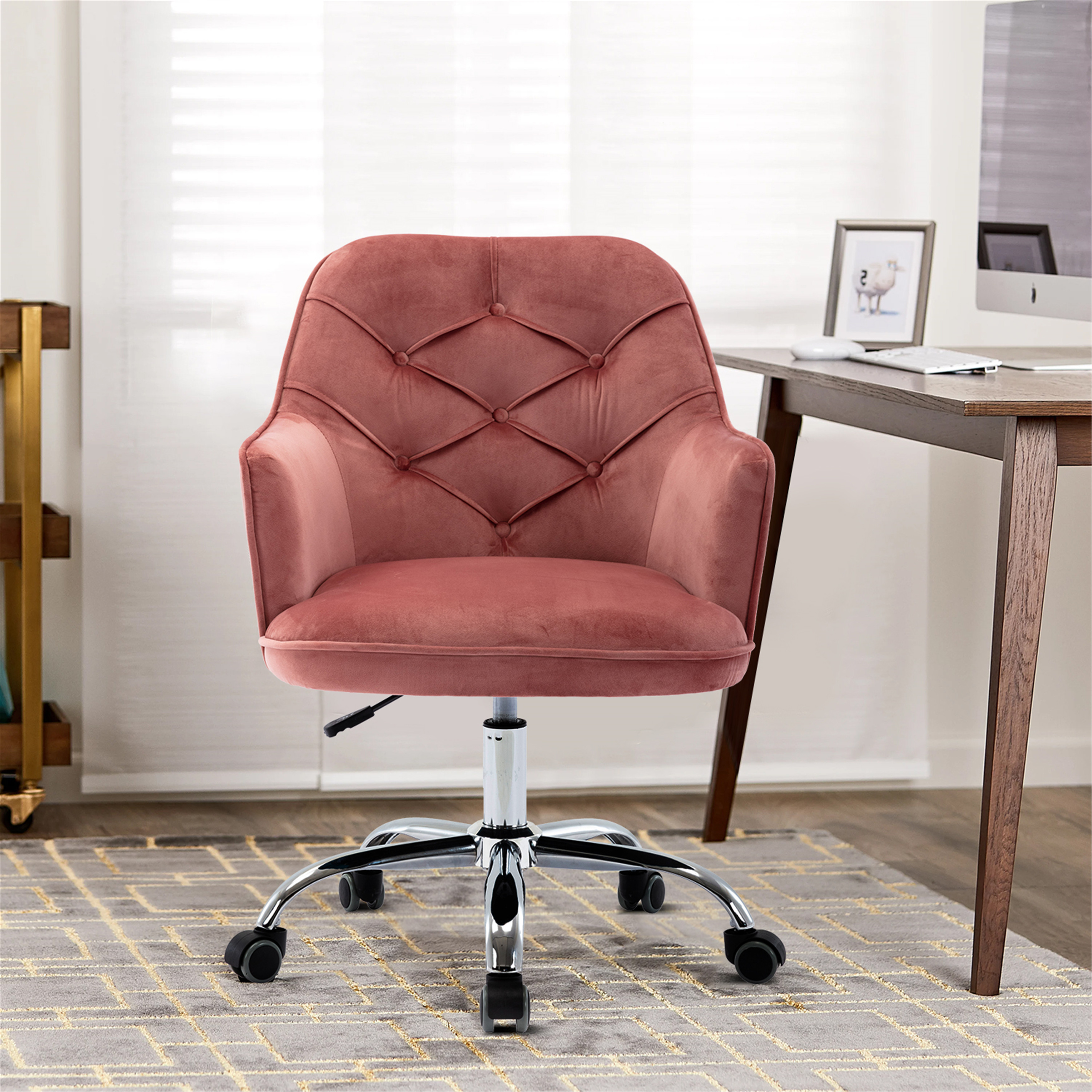 COOLMORE&nbsp;Velvet&nbsp;Swivel&nbsp;Shell&nbsp;Chair&nbsp;for&nbsp;Living&nbsp;Room ,Office chair ,&nbsp;Modern&nbsp;Leisure&nbsp;Arm&nbsp;Chair&nbsp;Bean red-Boyel Living