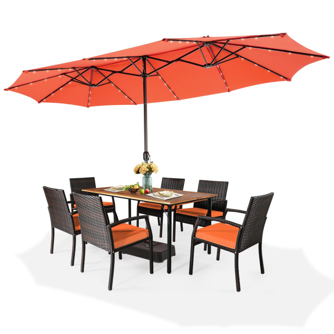 Boyel Living 15 Feet Double-Sided Patio Umbrella with 48 LED Lights