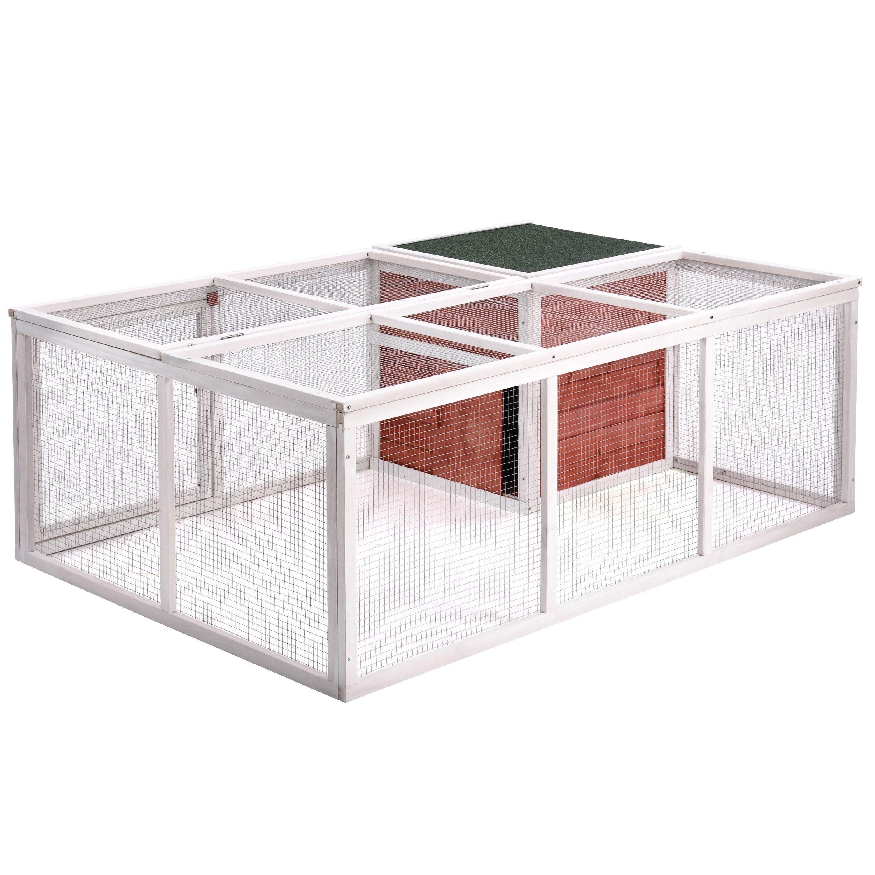 61.8 inches Rabbit Playpen Chicken Coop Pet House Small Animal Cage with Enclosed Run for Outdoor Garden Backyard-Boyel Living
