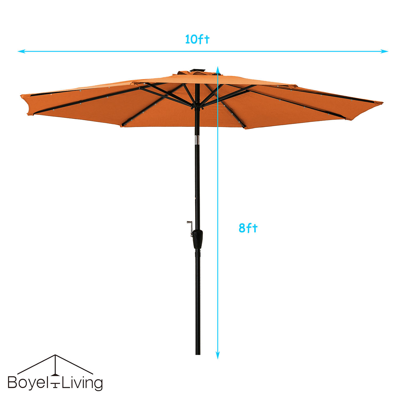 Boyel Living 10-ft Patio Umbrella with LED Lights (Orange)-Boyel Living
