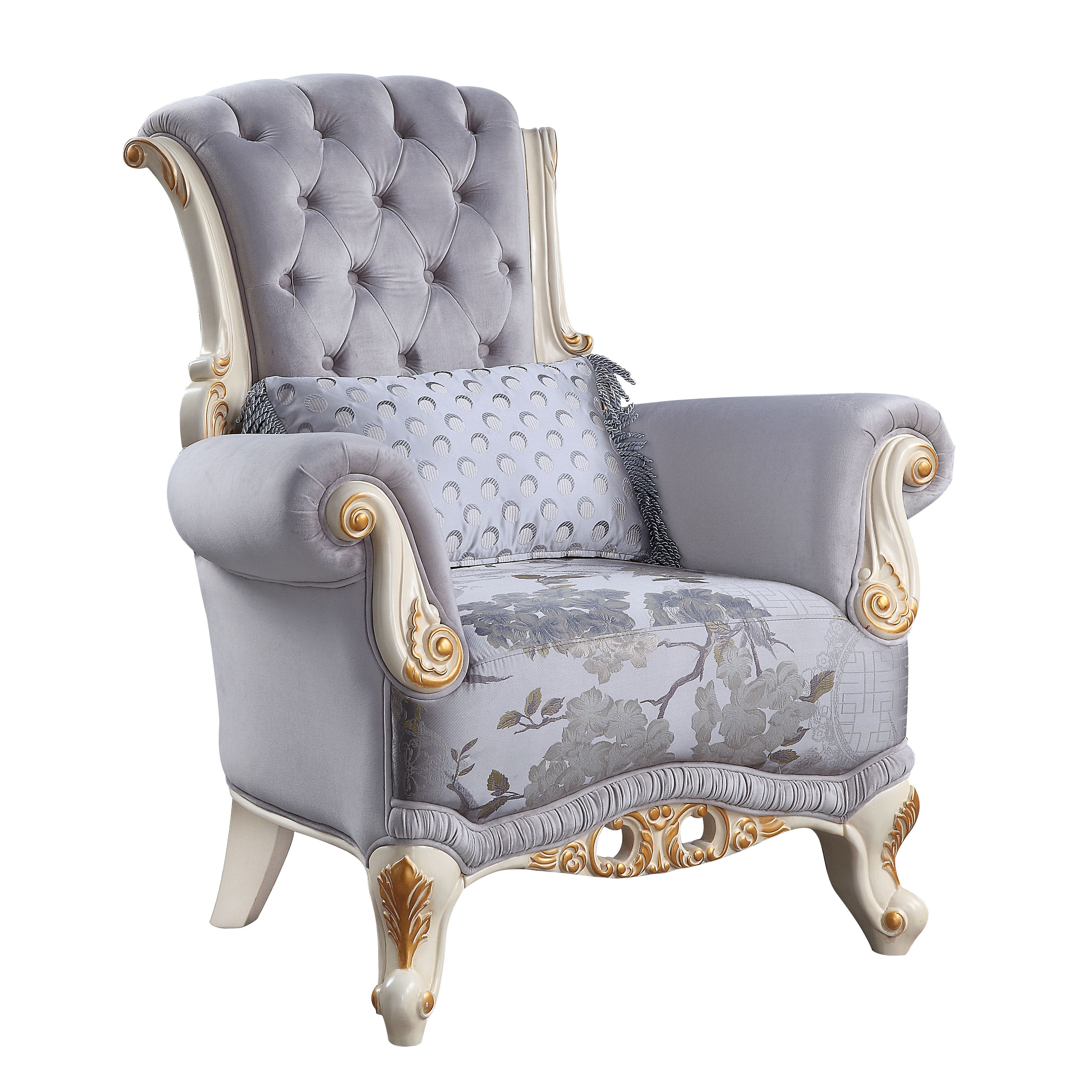 ACME Galelvith Chair w/1Pillows in Gray Fabric-Boyel Living