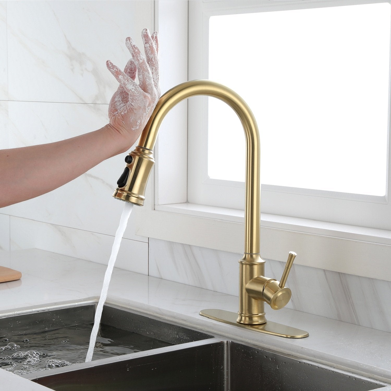 Touch Kitchen Faucet with Pull Down Sprayer-Boyel Living