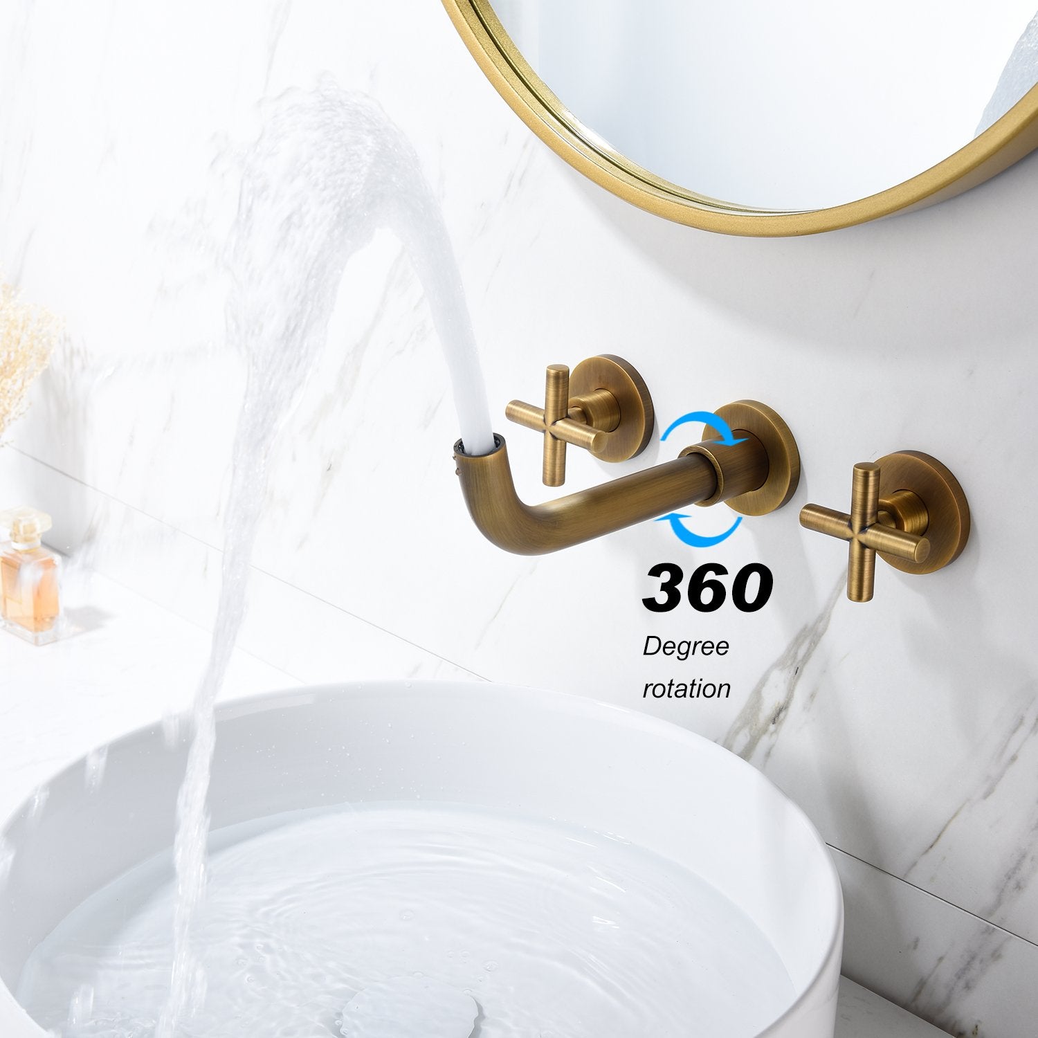 Wall Mounted Bathroom Sink Faucet, Bronze-Boyel Living
