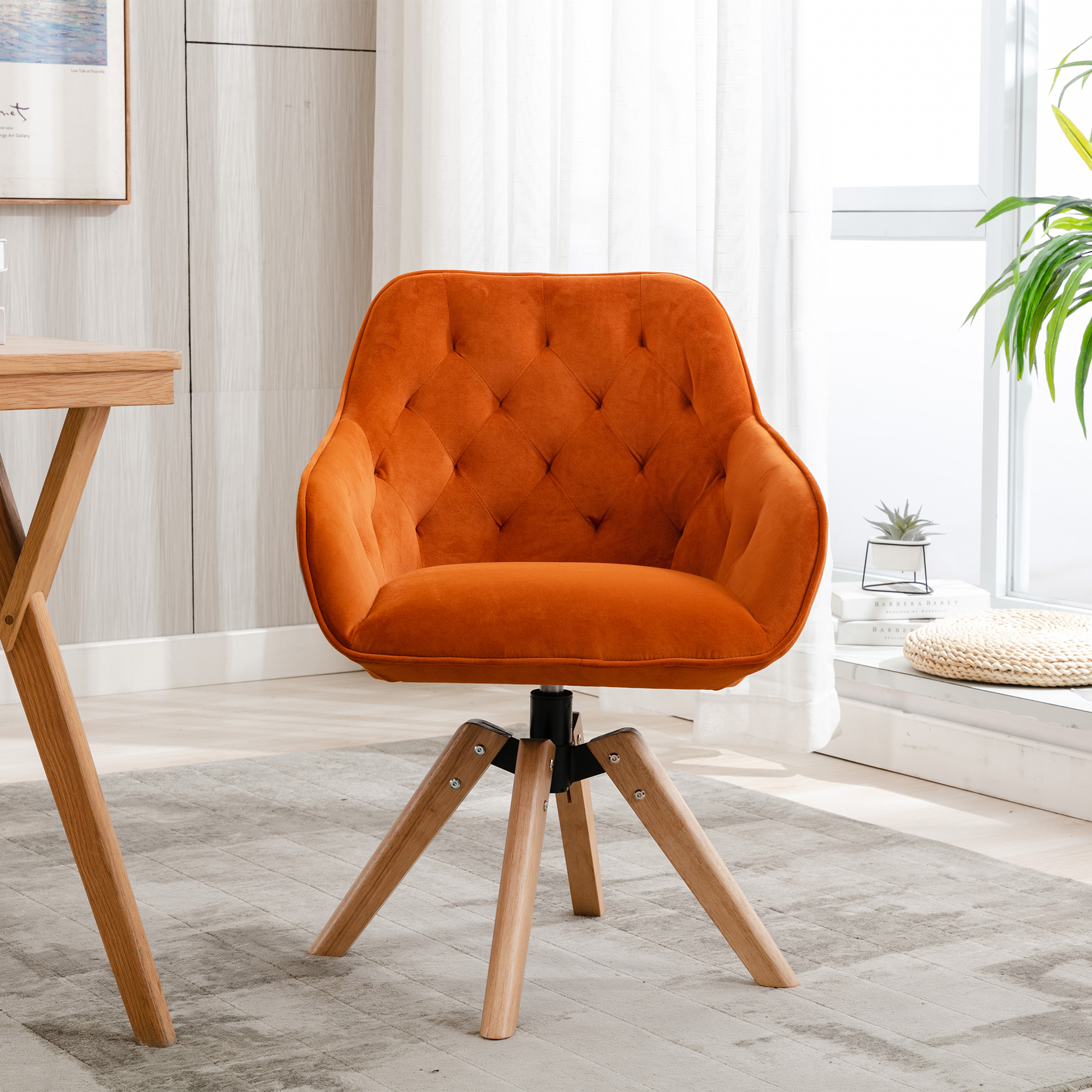 COOLMORE Solid&nbsp;Wood&nbsp;Tufted&nbsp;Upholstered&nbsp;Armless&nbsp; home office  chair-Boyel Living
