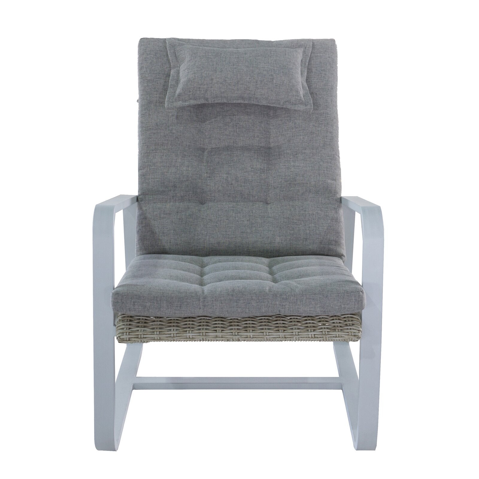 Outdoor Aluminum Frame Reclining Club Chair With Gray Cushion-Boyel Living