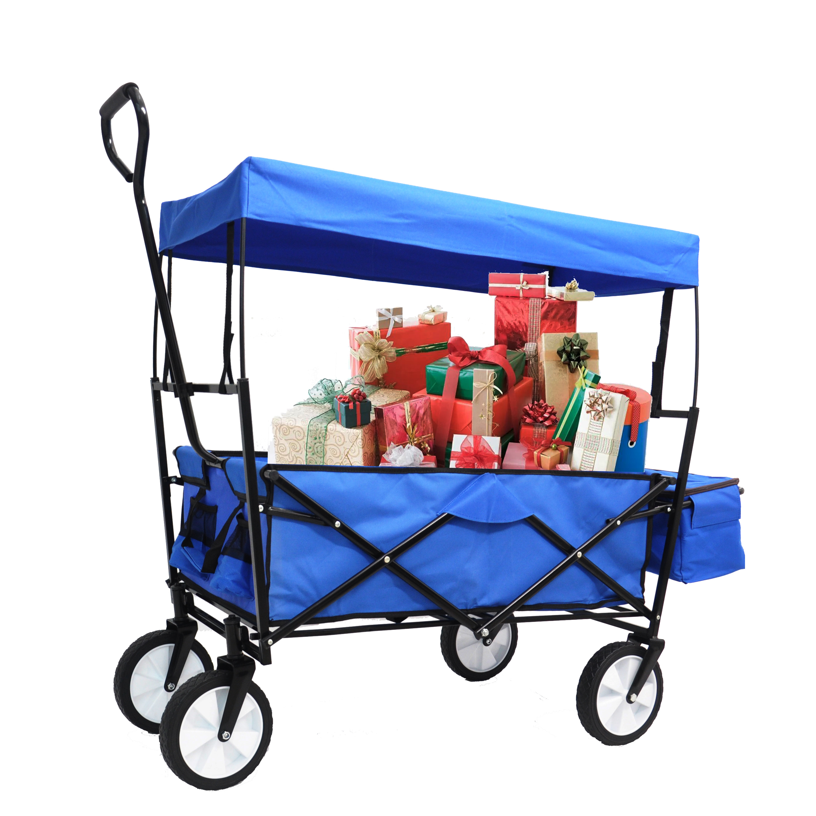 Garden Shopping Beach Cart folding wagon (Blue)-Boyel Living