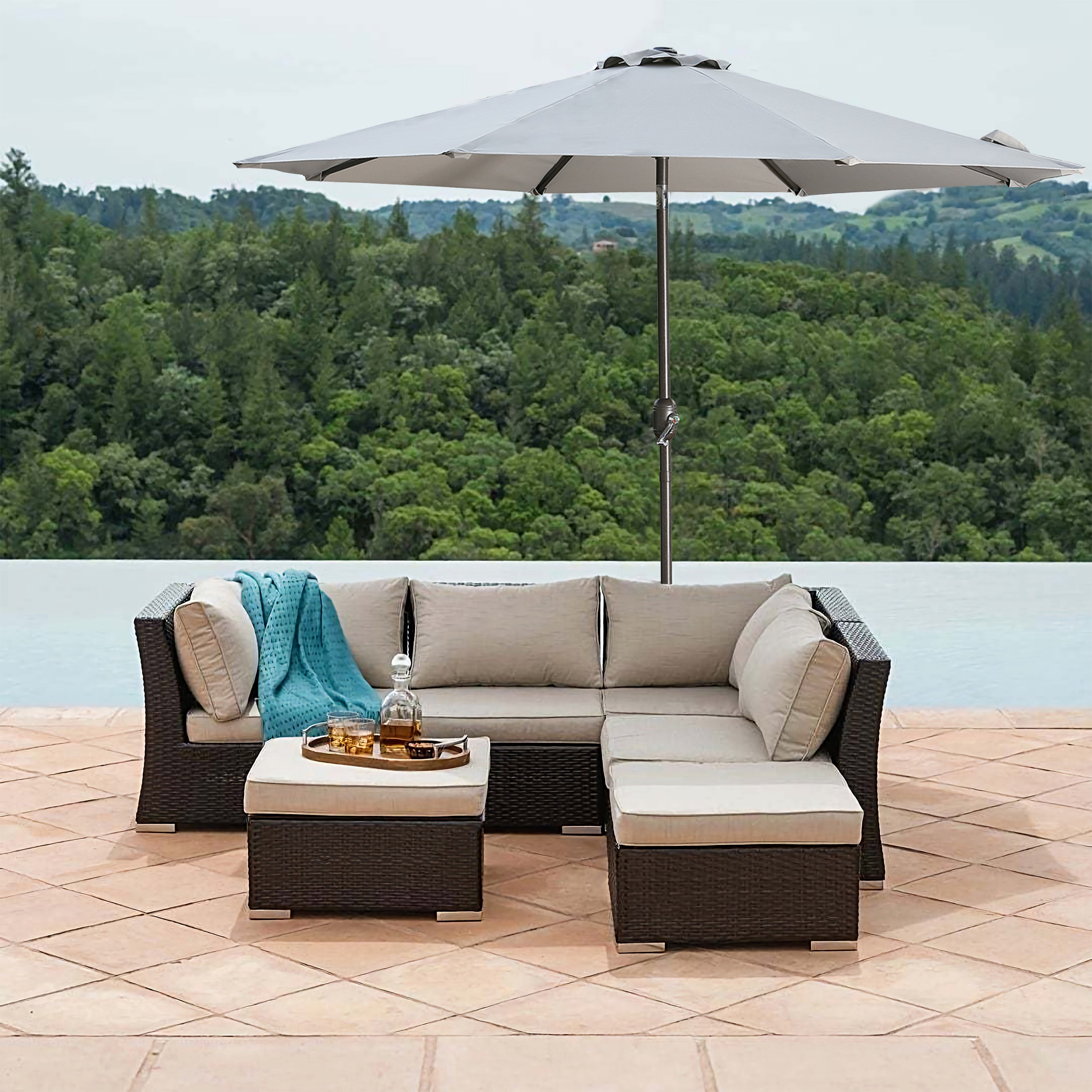 9ft Patio Umbrella Outdoor Umbrella Patio Market Umbrella with Push Button Tilt and Crank-Boyel Living