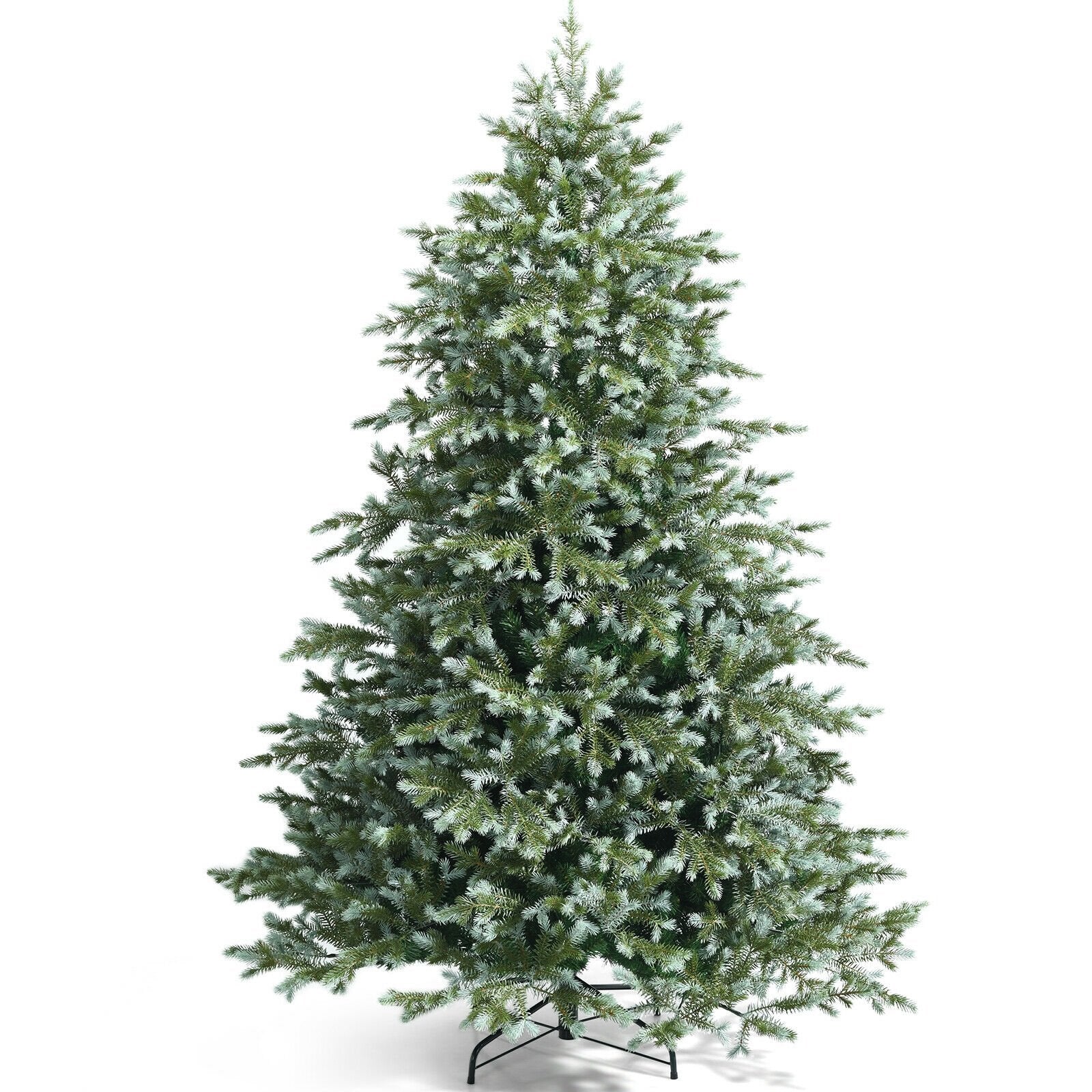 7 Feet Artificial Christmas Spruce Hinged Tree with 1260 Mixed PE and PVC Tips-Boyel Living