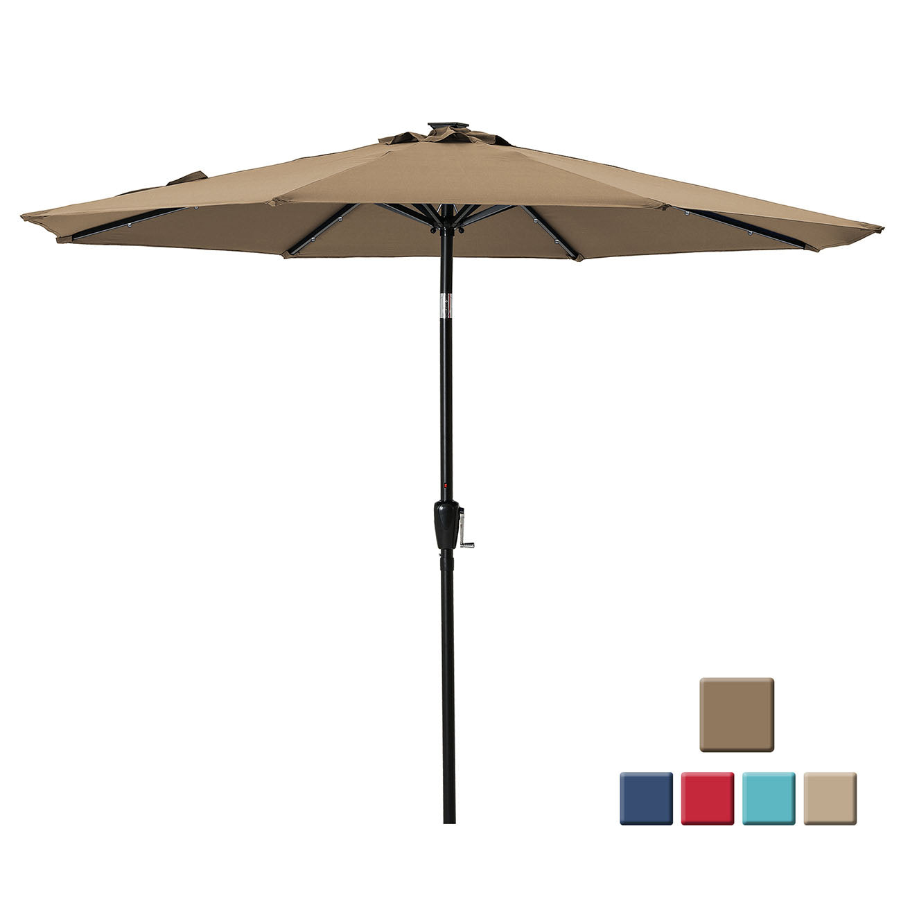Boyel Living 9-ft Patio Umbrella with LED Lights (Taupe)-Boyel Living