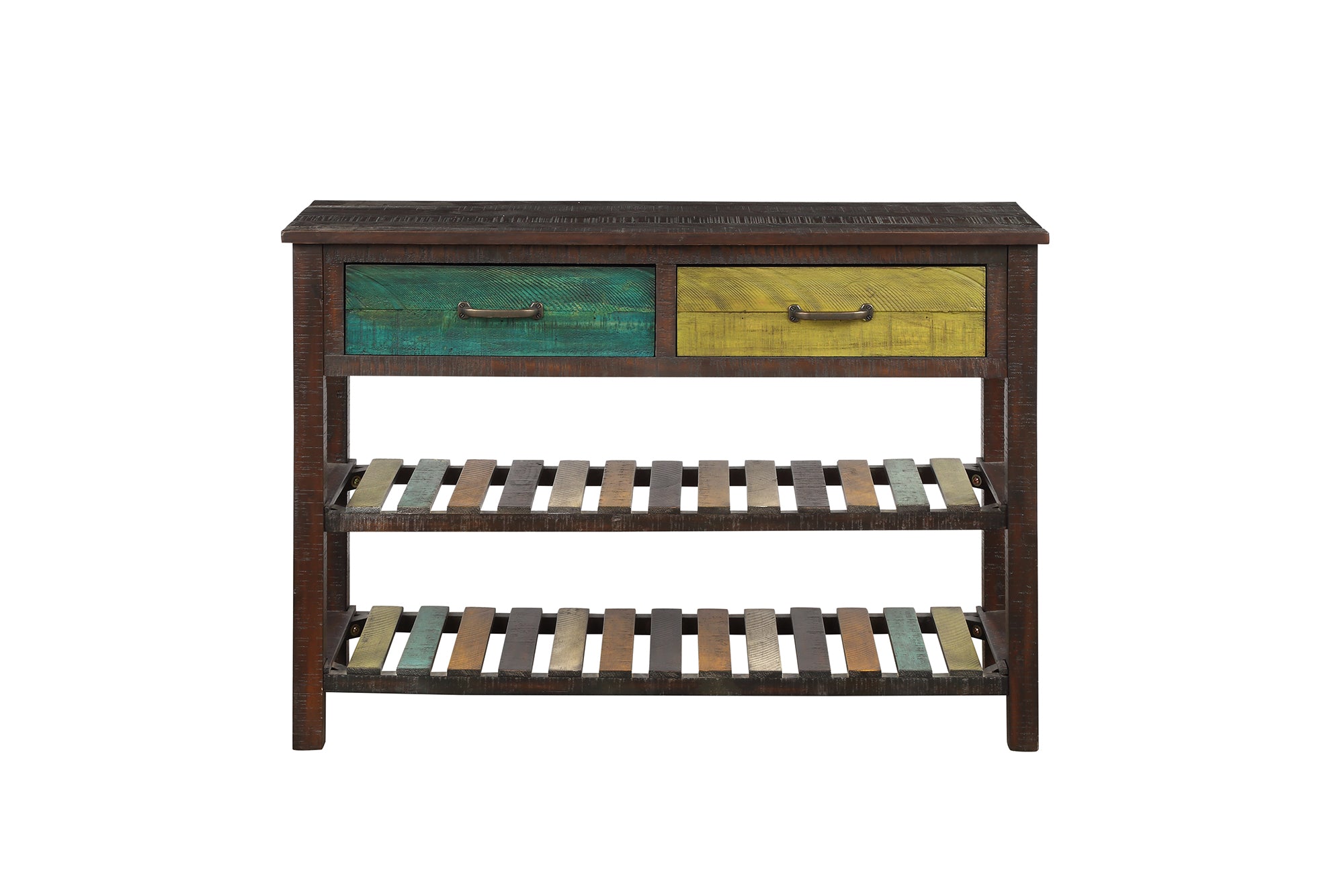 Console Table Sofa Table for Entryway Living Room with Drawers and 2 Tiers Shelves (Colorful)-Boyel Living