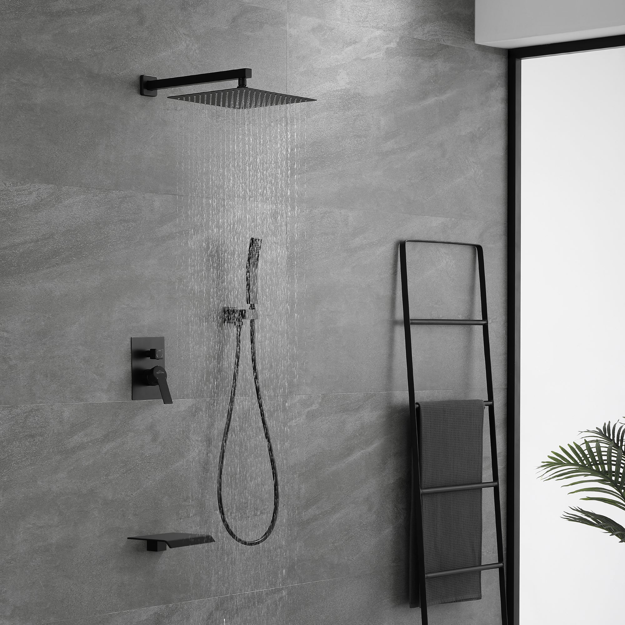 Boyel Living 12 in. Matte Black Shower System Rainfall Shower Head System-Boyel Living
