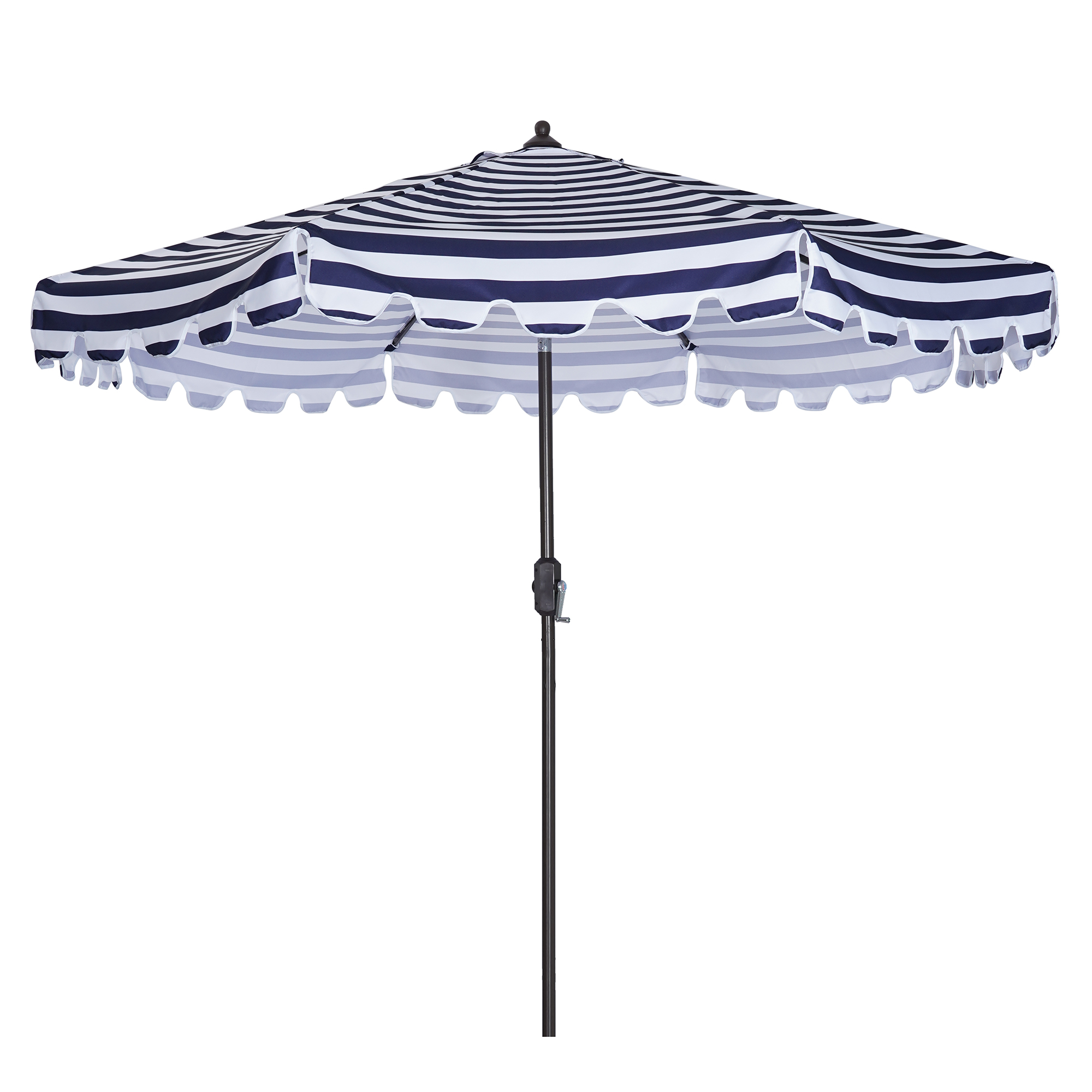 Outdoor Patio Umbrella 9-Feet Flap Market Table Umbrella 8 Sturdy Ribs with Push Button Tilt and Crank, blue/white with Flap[Umbrella Base is not Included]-Boyel Living