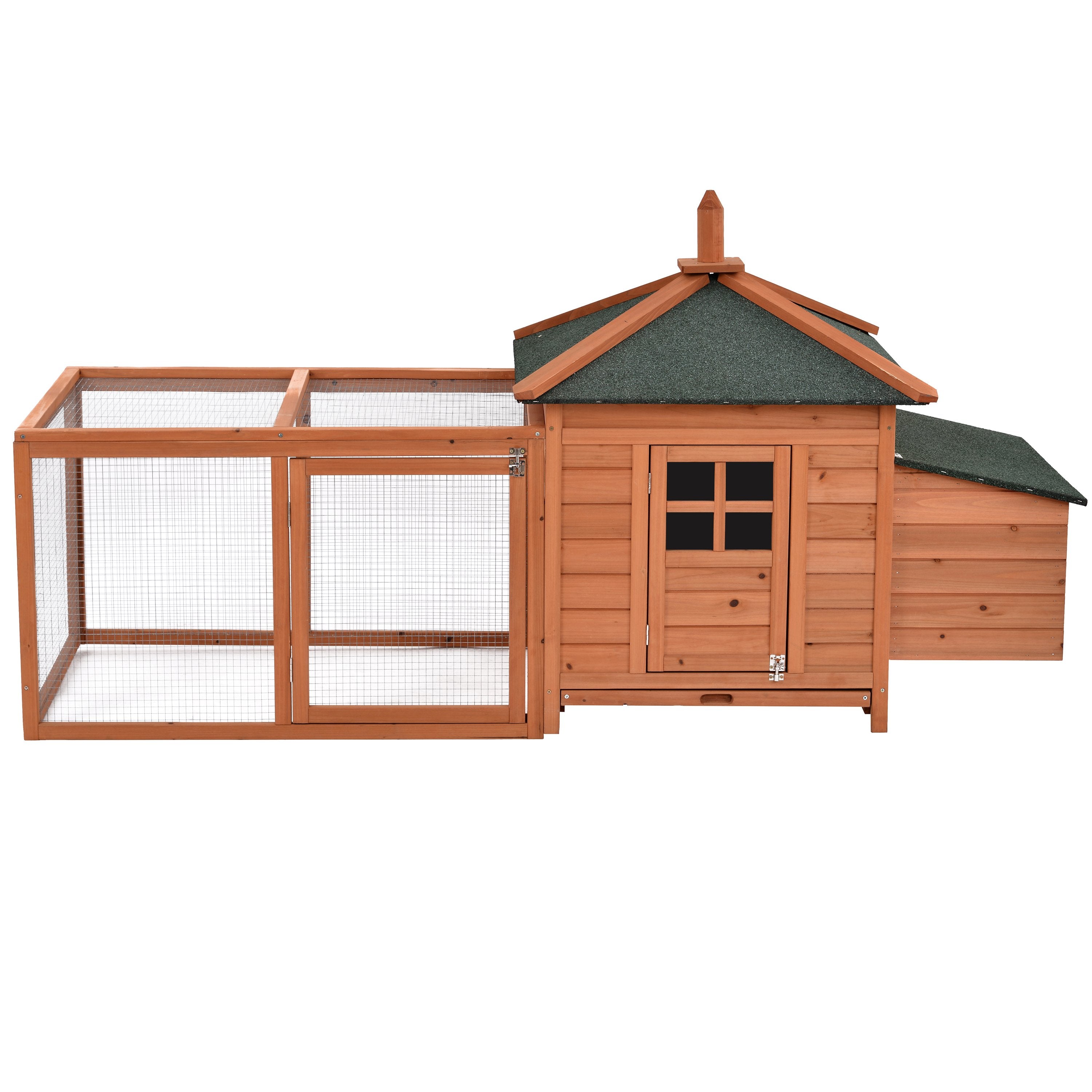 78" Large Outdoor Wooden Chicken Coop Poultry Cage Rabbit Hutch Small Animal House with Removable Tray and Ramp for 3 Chickens, Natural Color-Boyel Living