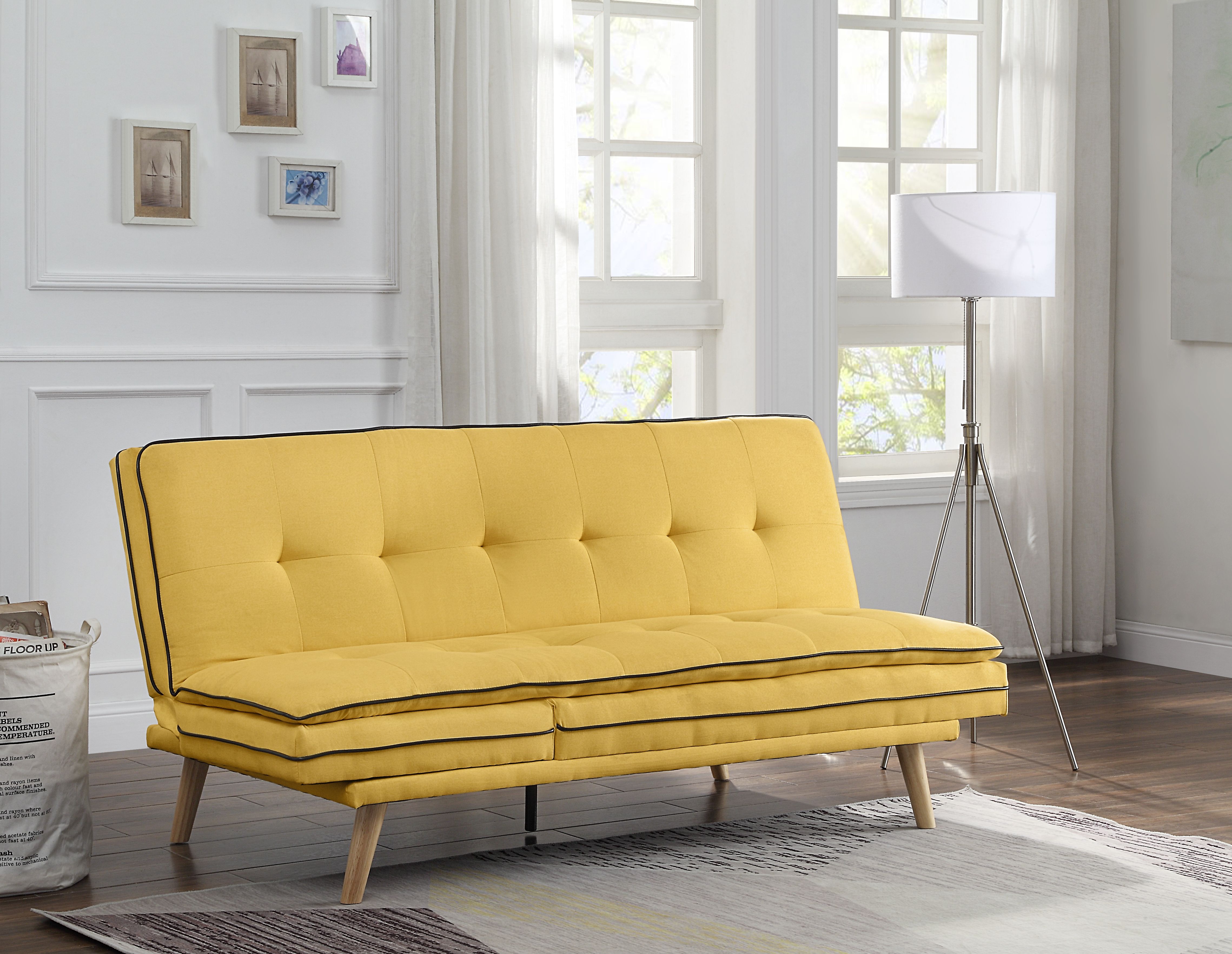 ACME Savilla Adjustable Sofa, Yellow Linen  Oak Finish-Boyel Living