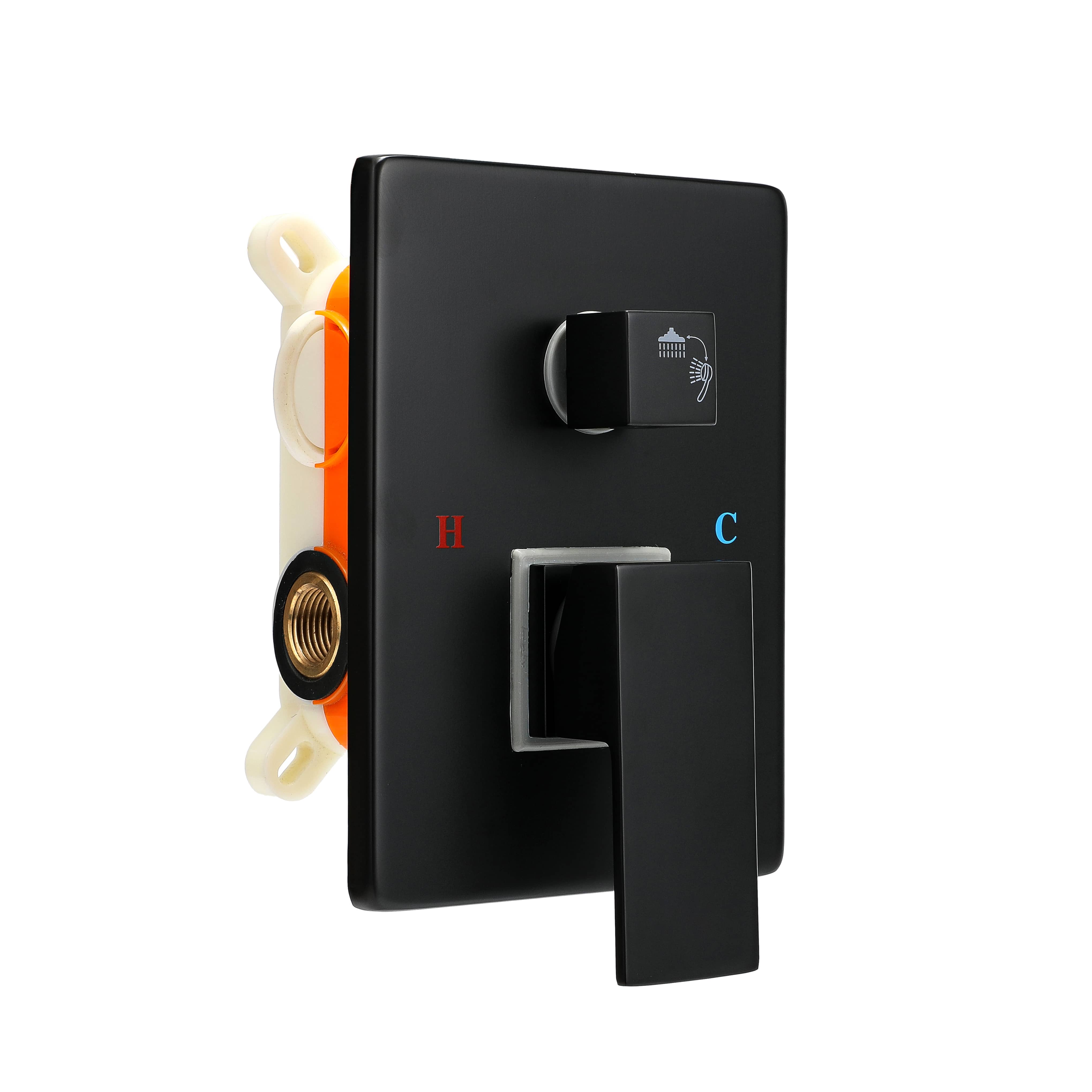 10 in. Square High Pressure Rain Shower System with Embedded Box in Matte Black-Boyel Living