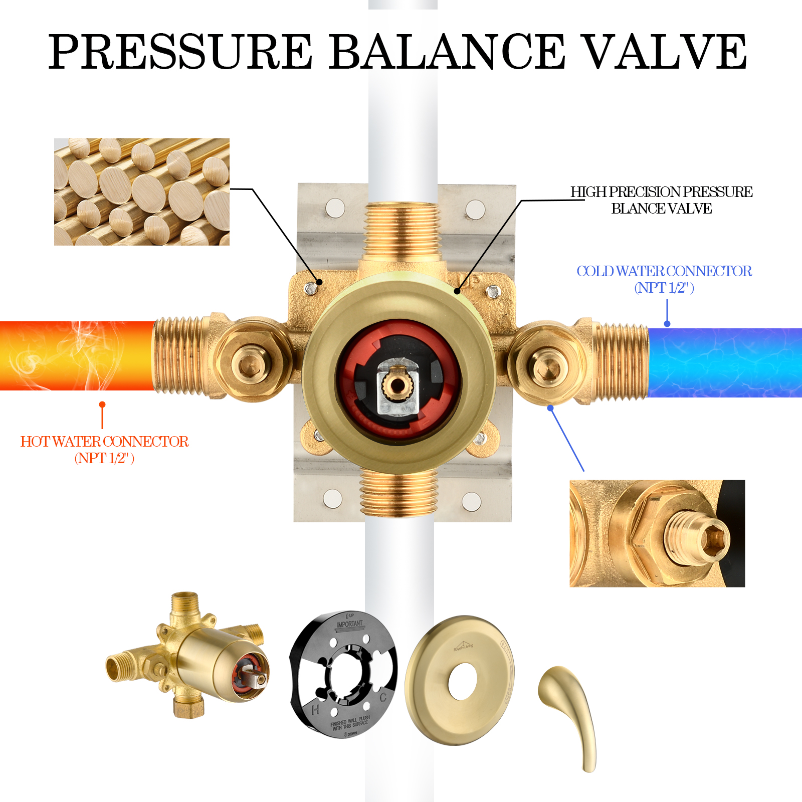 Shower Water Mixer Single Handle Shower ValveTemperature Mixing Valve Complete Shower Kit