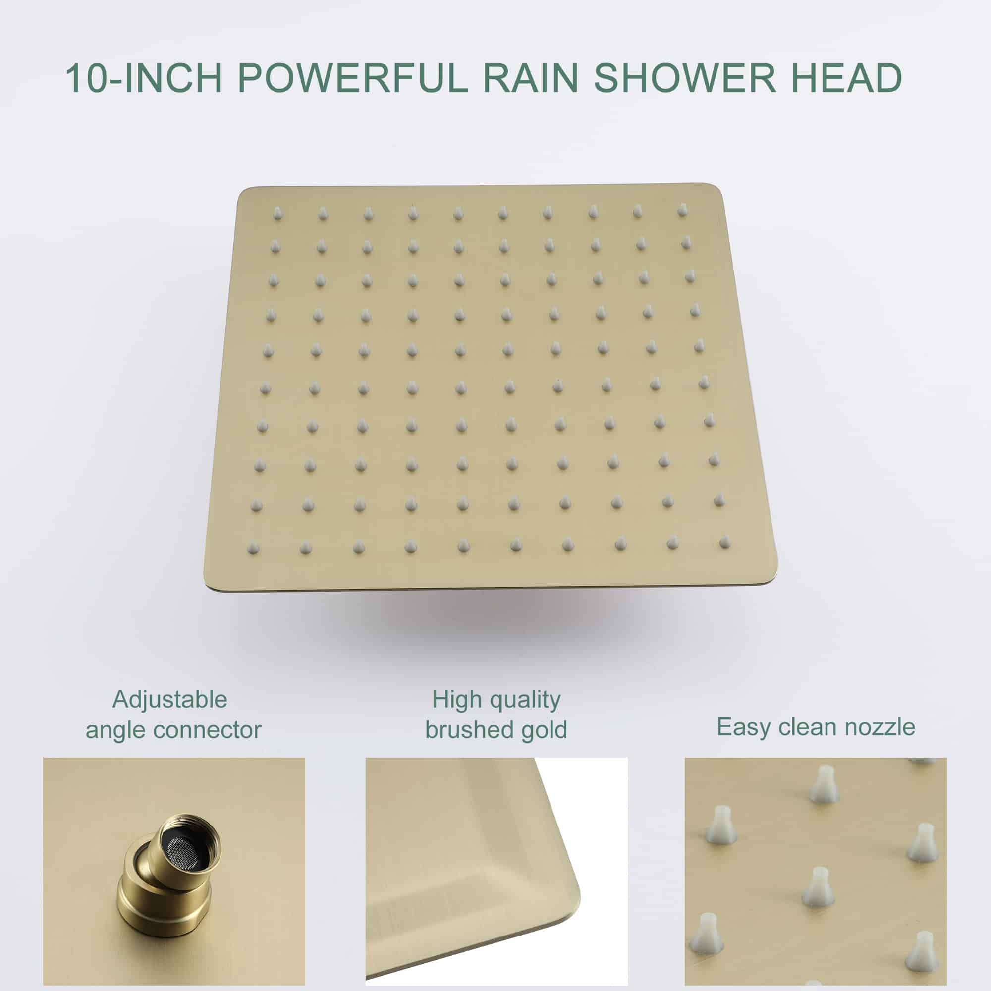 Boyel Living Wall Mounted Rainfall Shower System with 10-Inch Powerful Rain Shower Head-Boyel Living