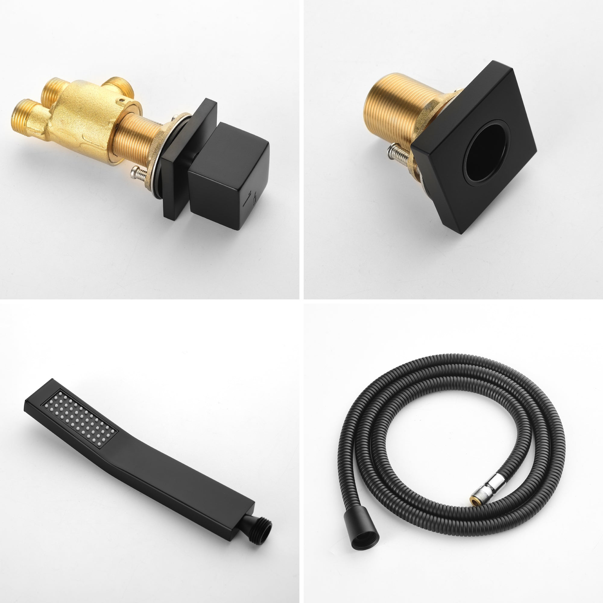 Boyel Living Bathtub Faucets Tub Deck Mount Roman Tub Faucet with Hand Shower and Water Suply Hose-Boyel Living