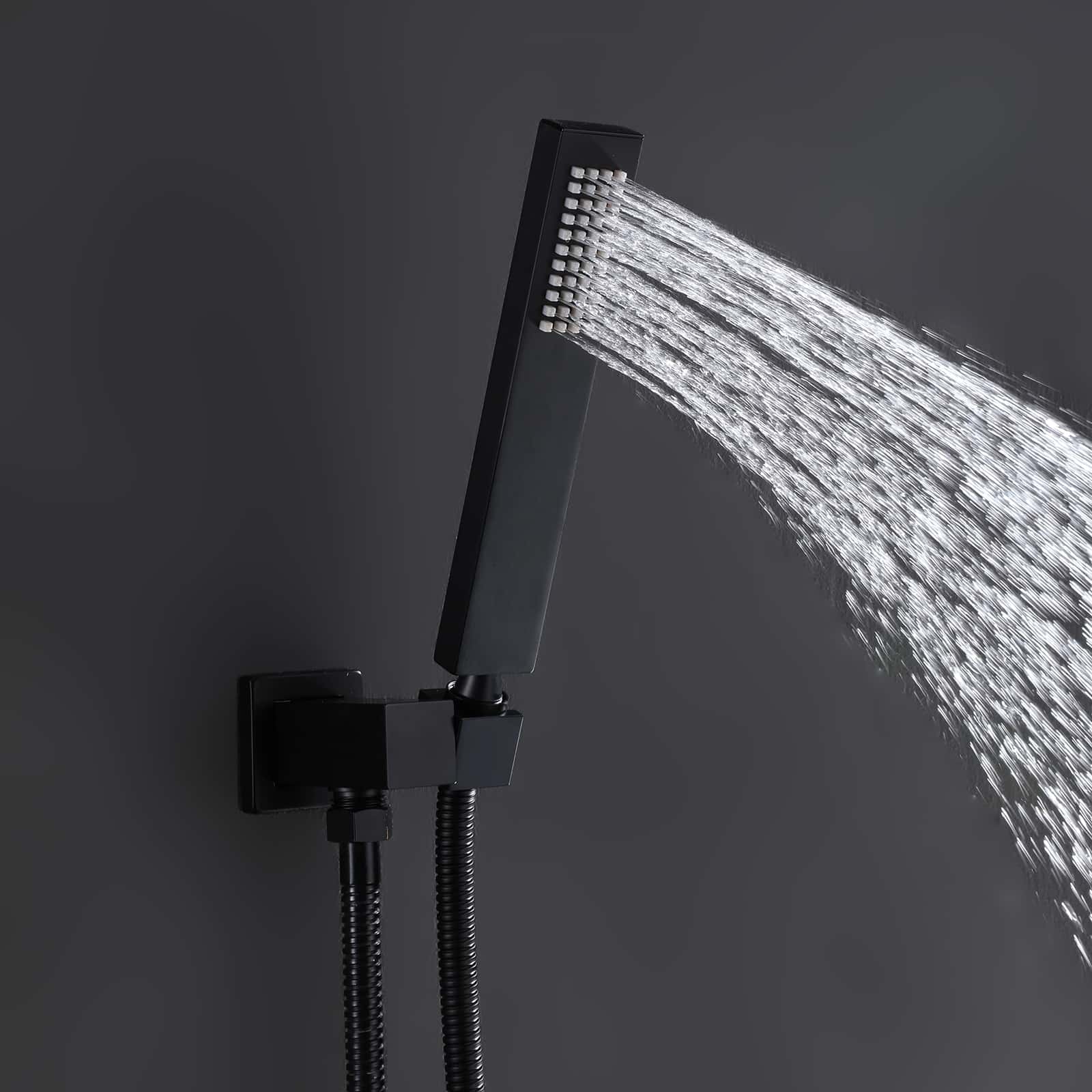 Boyel Living Luxury LED Ceiling Rainfall Shower Head System with Body Jets Bathroom Shower Faucet Complete Set, Flow Adjustable-Boyel Living