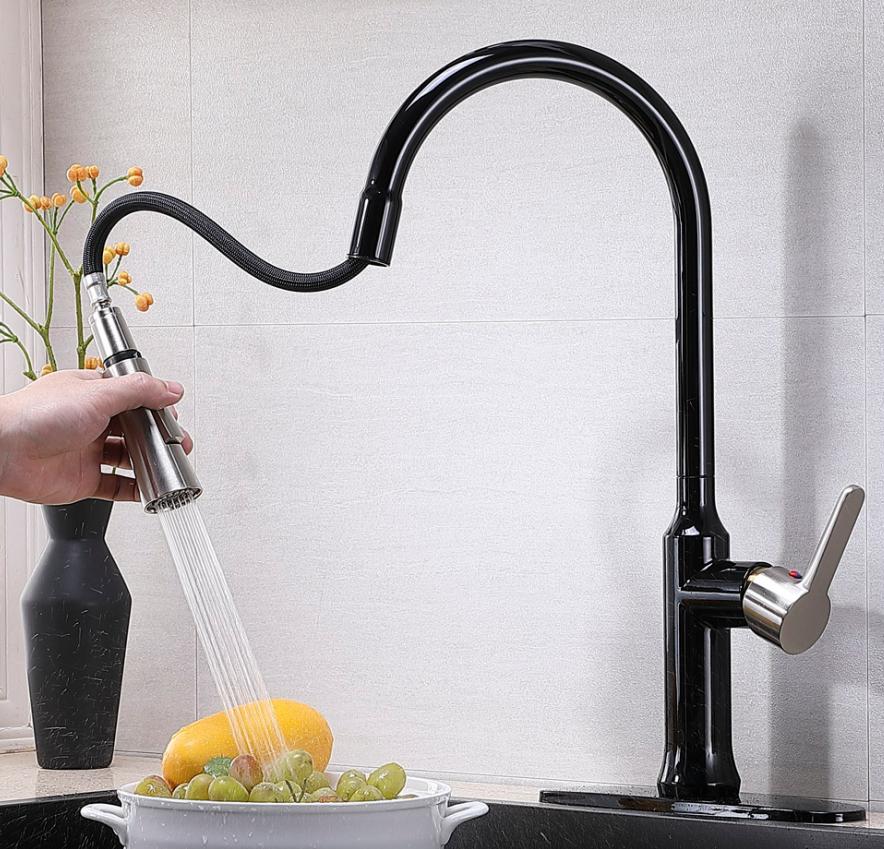 Pull Down Single Handle Kitchen Faucet with Accessories - 13*8*2