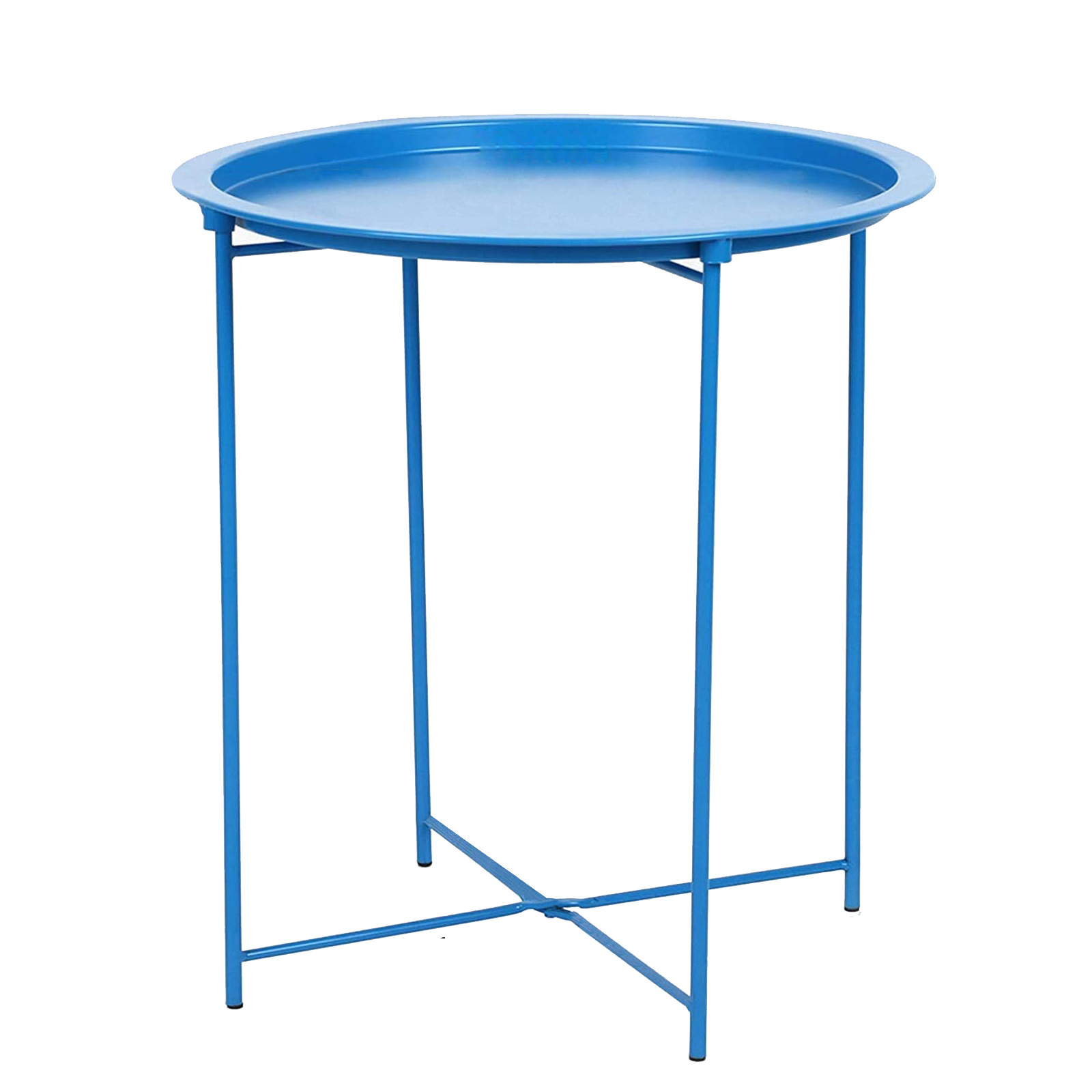 Folding Tray Metal Side Table, Sofa Table Small Round End Tables, Anti-Rust and Waterproof Outdoor or Indoor Snack Table, Accent Coffee Table-Boyel Living