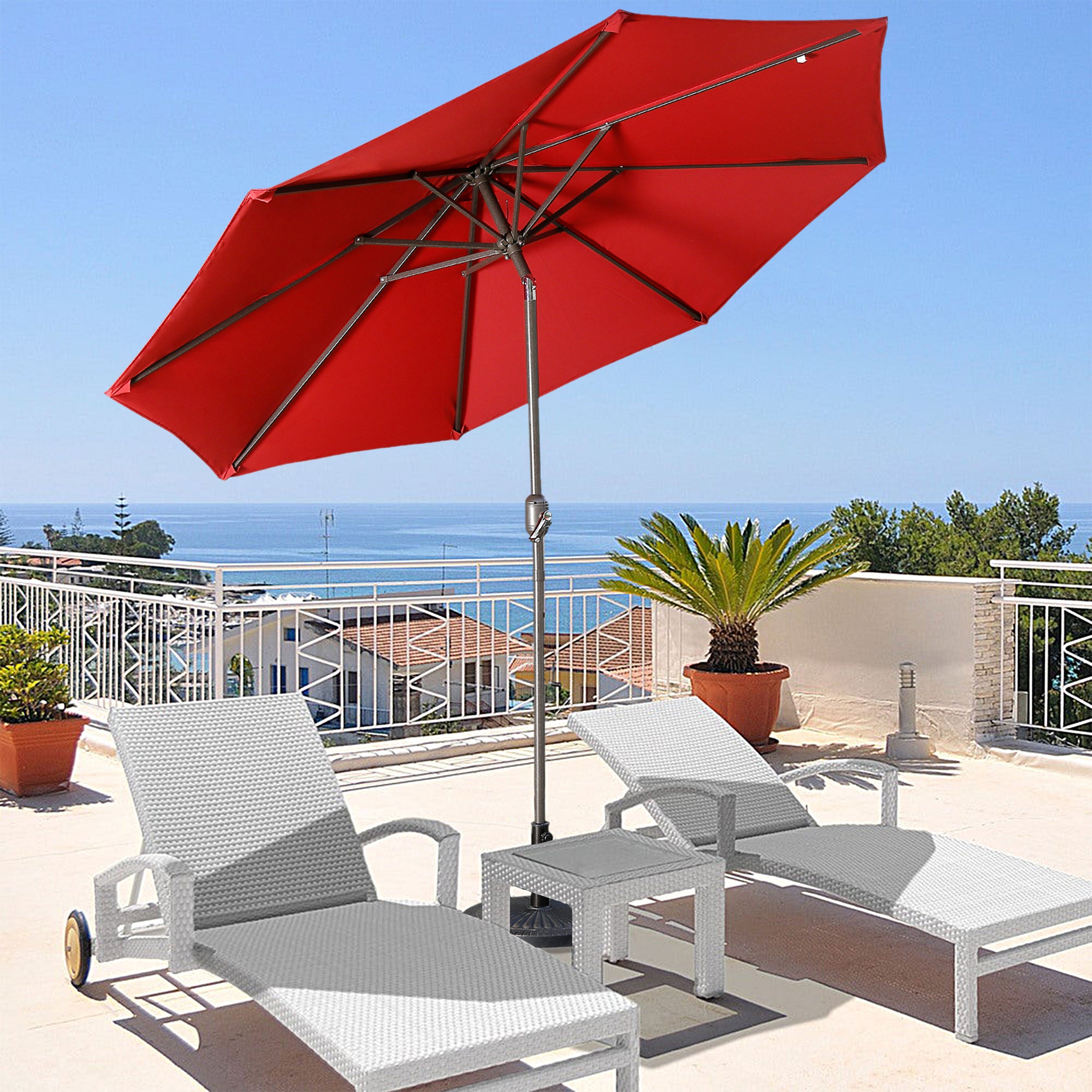 9ft Patio Umbrella Outdoor Umbrella Patio Market Umbrella with Push Button Tilt and Crank-Boyel Living