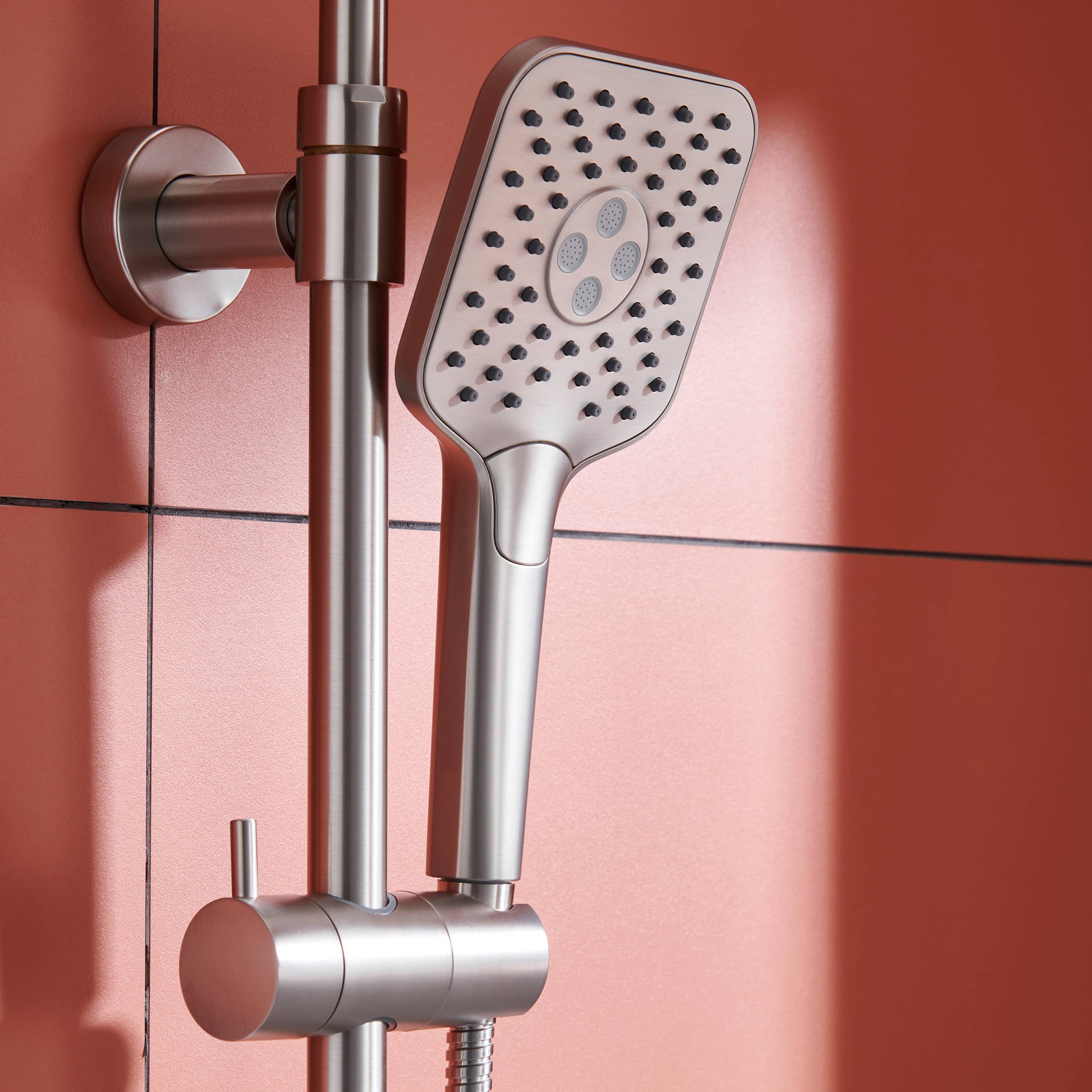 10 in. Wall Mount Thermostatic Rain Shower System with Handheld Shower and Tub Spout in Brushed Nickel-Boyel Living