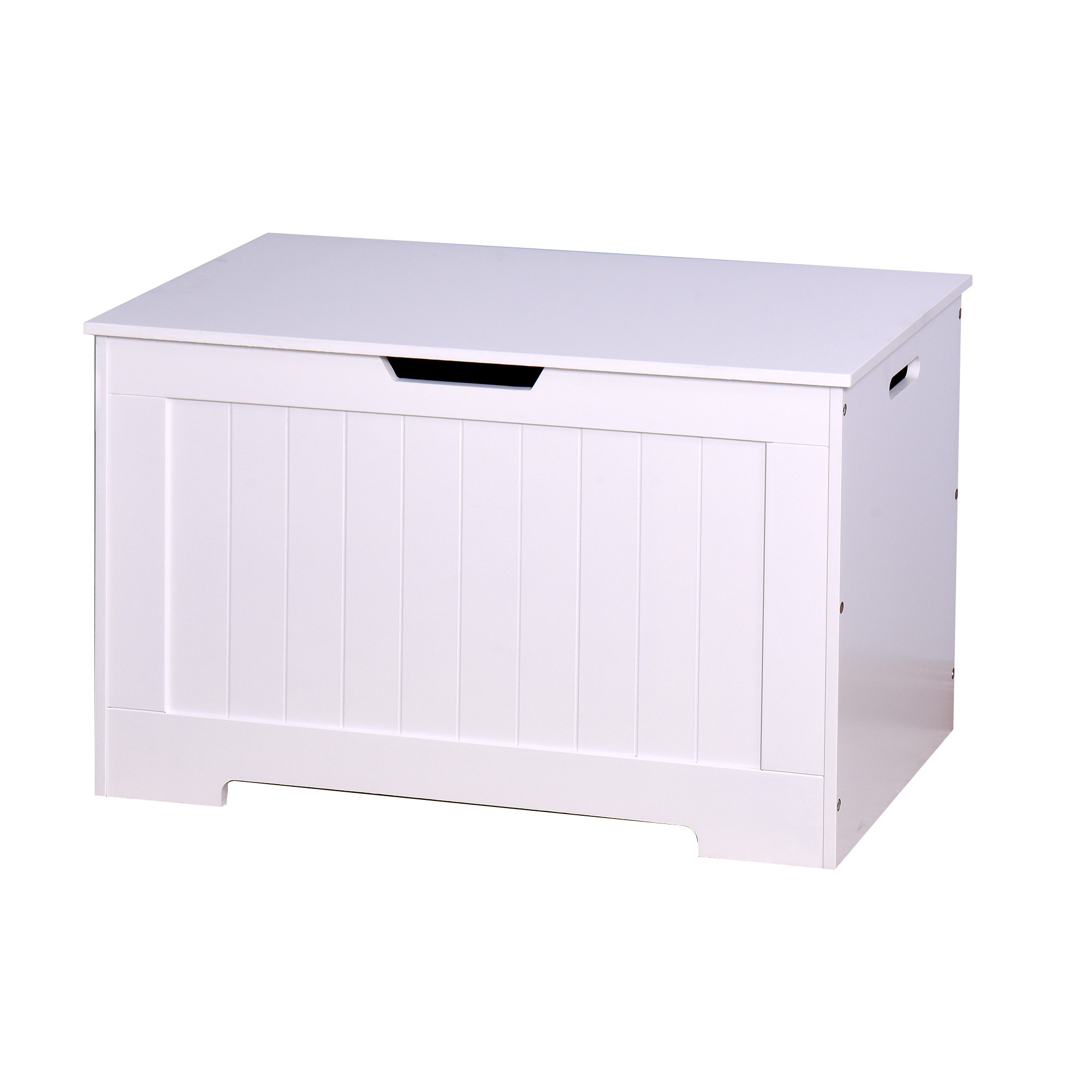 White Lift Top Entryway Storage Chest/Bench with 2 Safety Hinge, Wooden Toy Box-Boyel Living