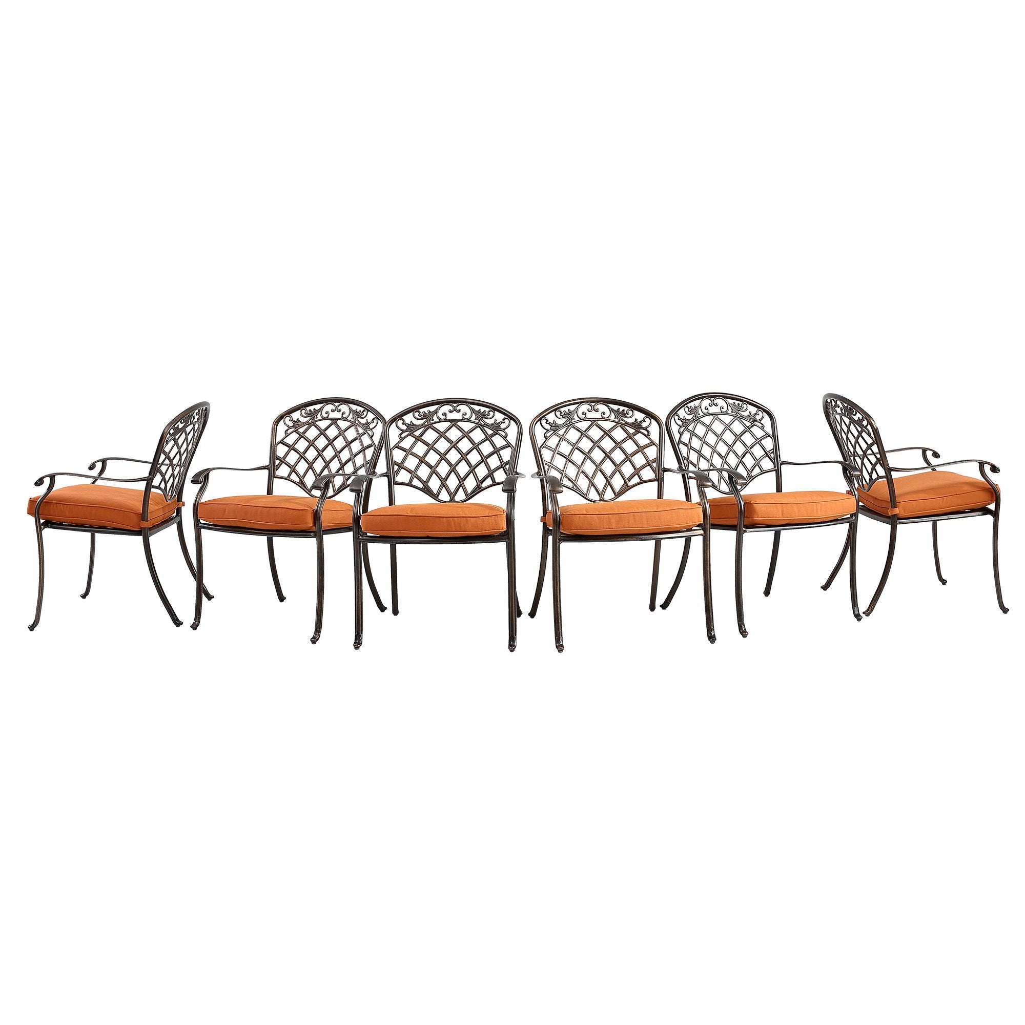 Set of 6  cast aluminum mesh-back dining chairs-Boyel Living
