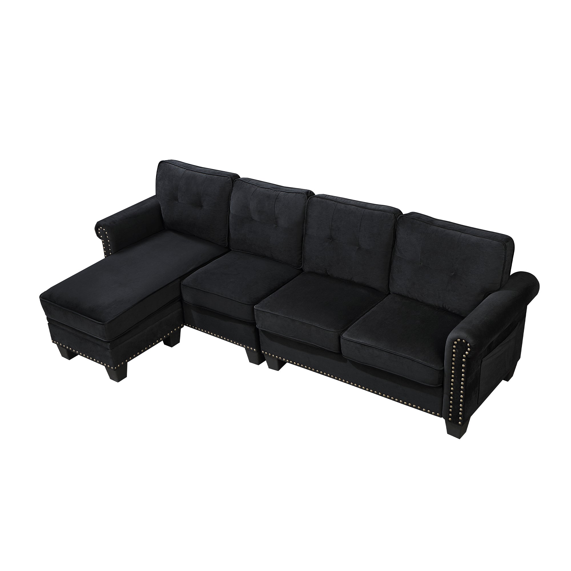 Modern Upholstered 4-Seat Sofa Couch with Movable Storage Ottoman-Boyel Living