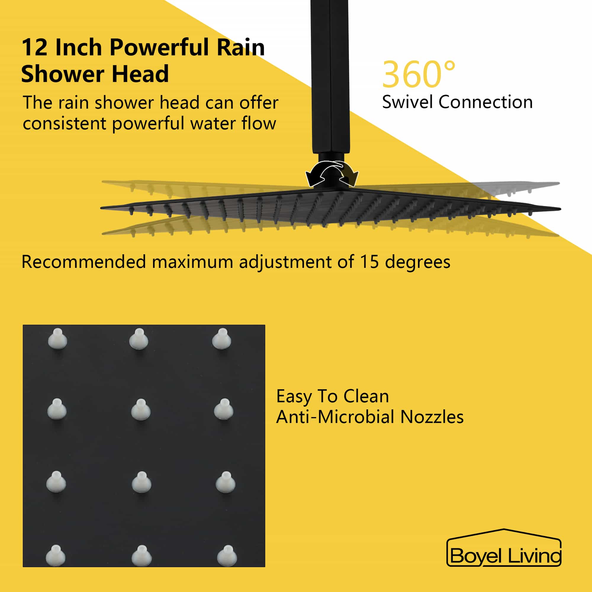 Boyel Living 12 in. Ceiling Mount Dual Shower Heads Shower System with Powerful Rain Shower Head-Boyel Living