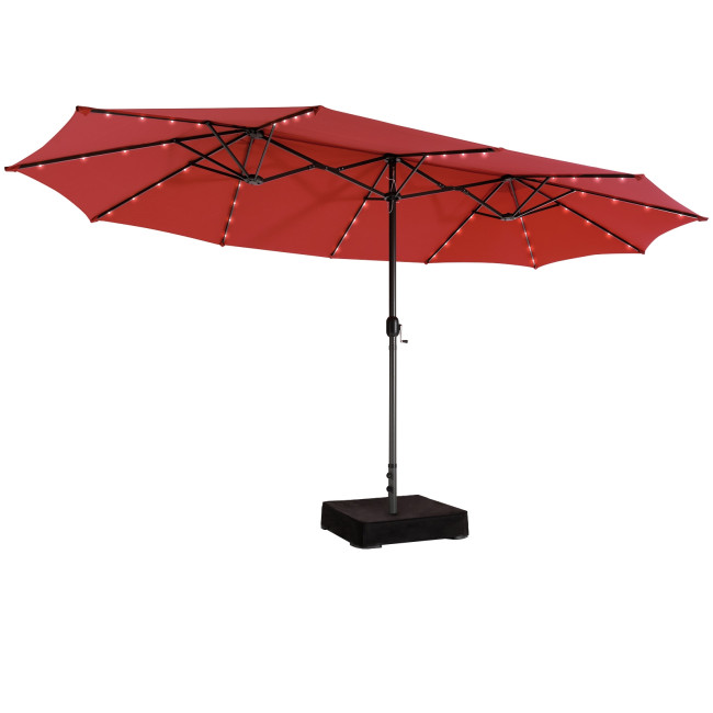 Boyel Living 15 Feet Double-Sided Patio Umbrella with 48 LED Lights