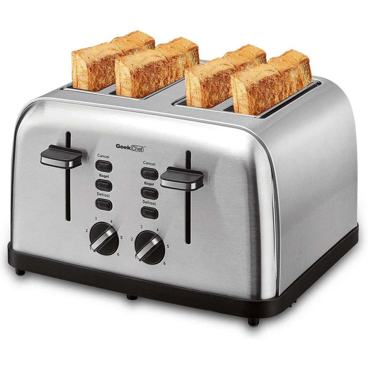 Toaster 4 Slice, Extra Wide Slots Four Slice Toaster, Bagel/Defrost/Cancel Functions, 6 Browning Settings, Removable Crumb Tray, Auto Pop-up, Stainless Steel(no amazon sale)-Boyel Living