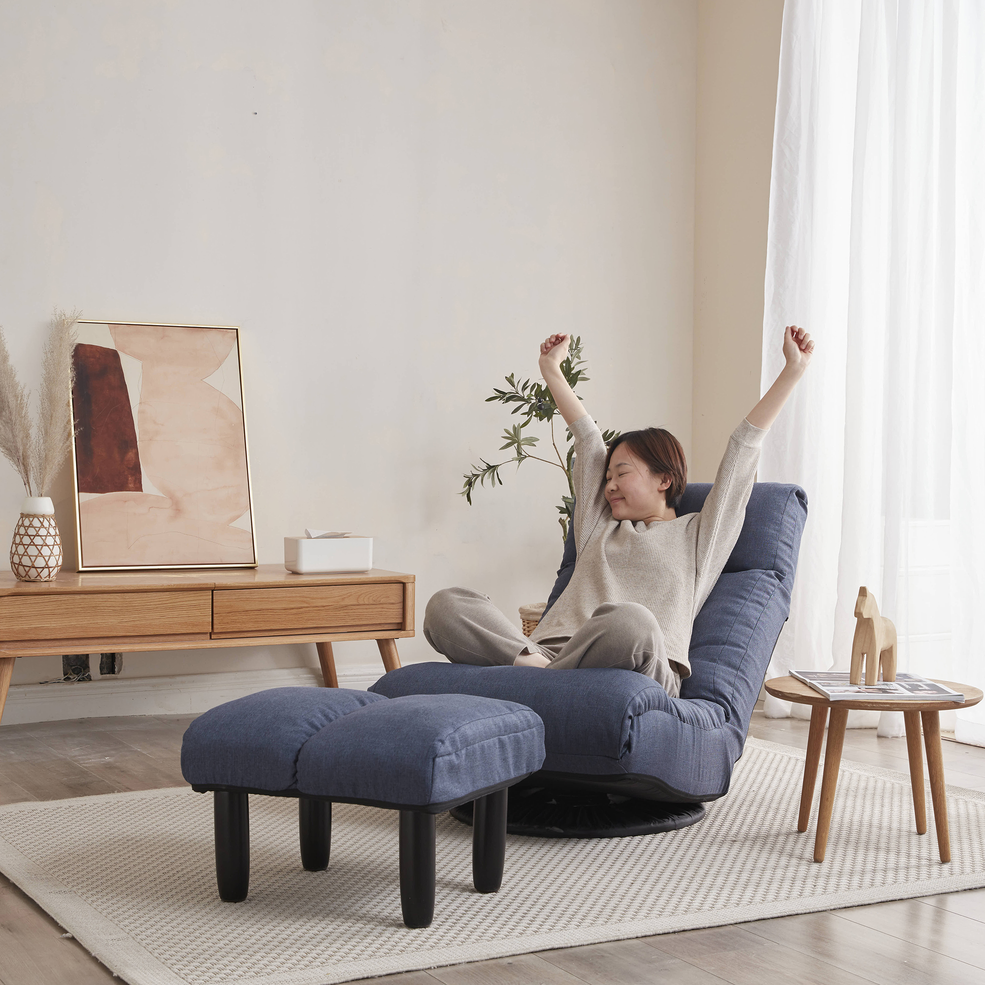 floor chair single sofa reclining chair Japanese chair lazy sofa tatami balcony reclining chair leisure sofa adjustable chair-Boyel Living