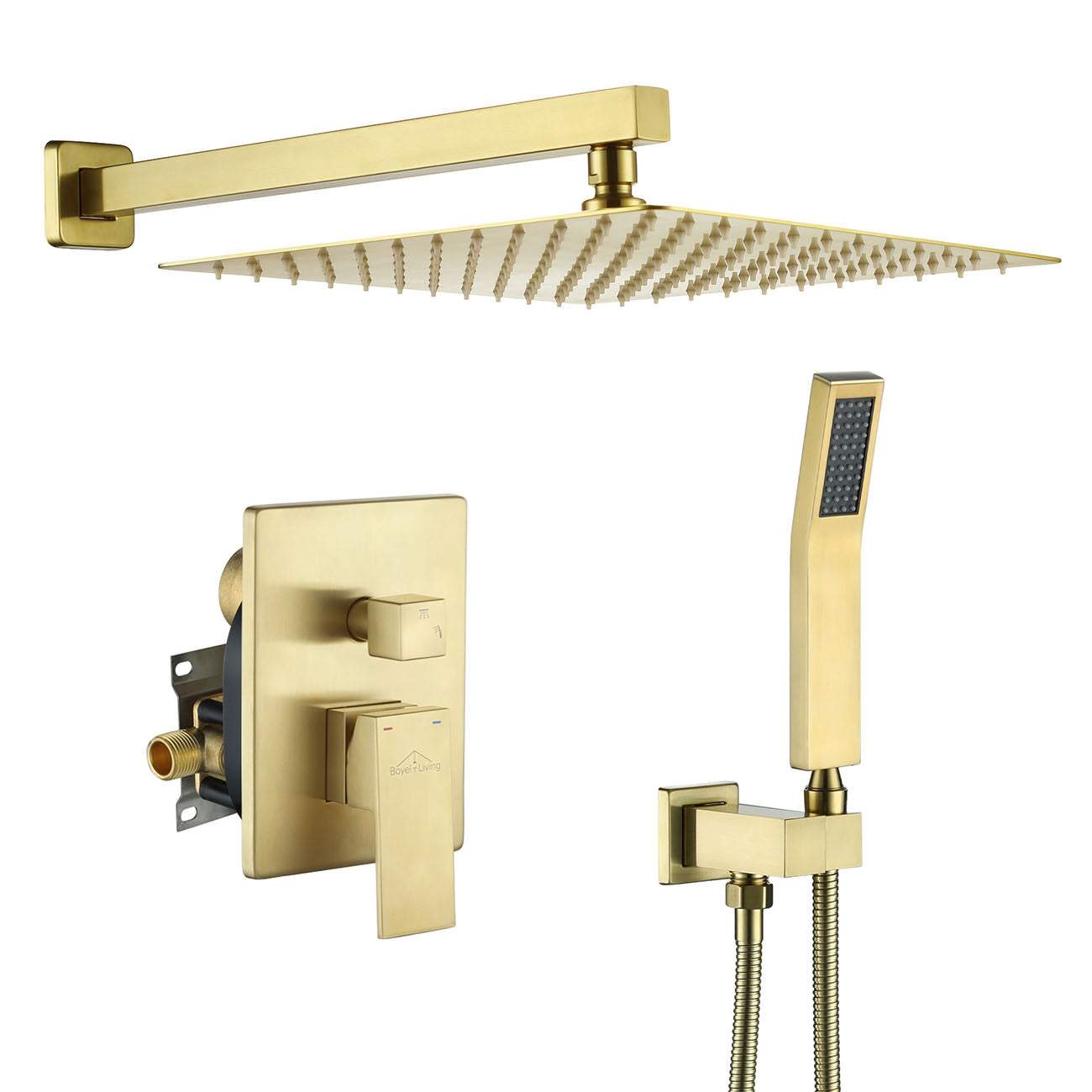 Boyel Living Brushed Gold Wall Mounted Shower Sytem with Handheld-Boyel Living