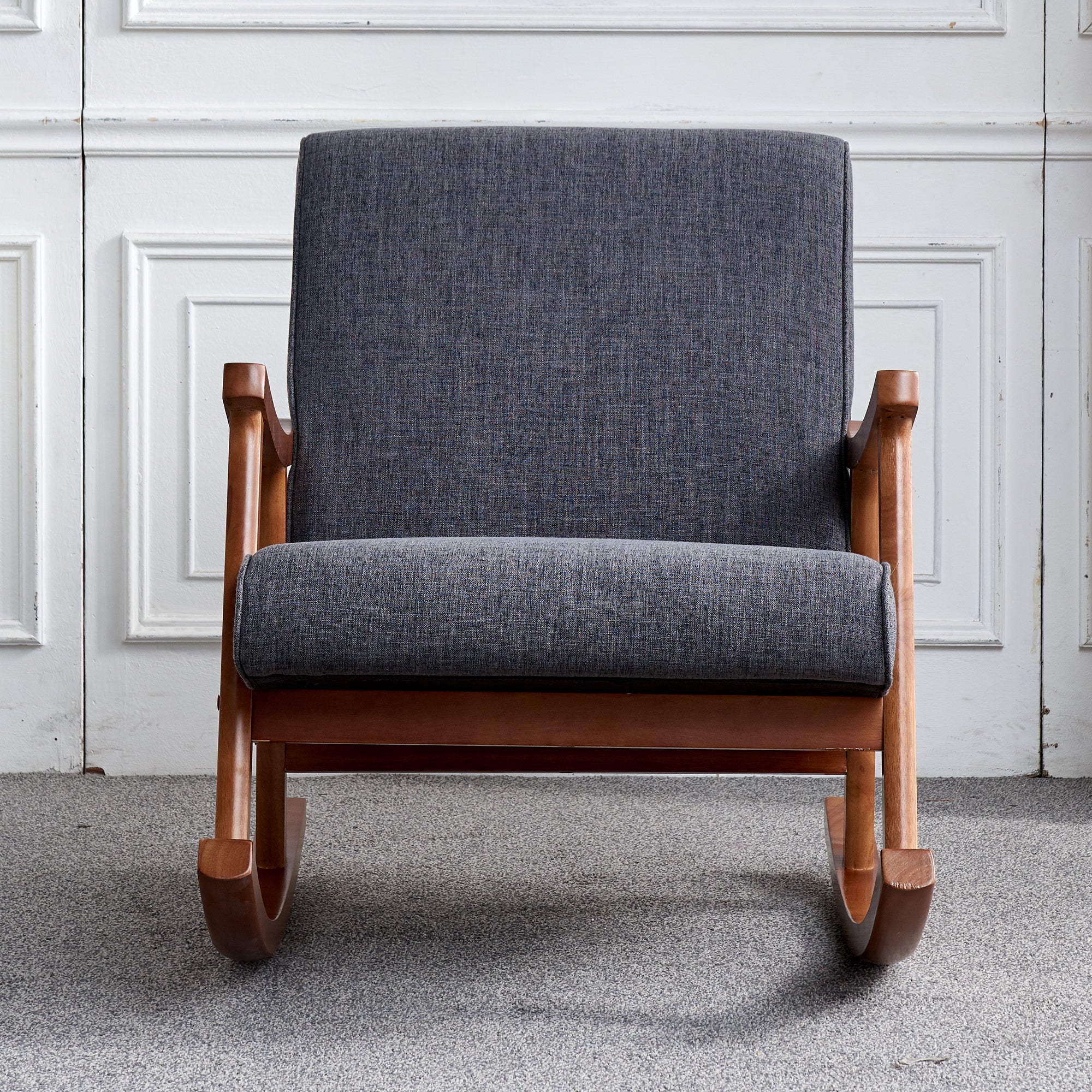Gray Wood Rocking Chair with Cushions-Boyel Living