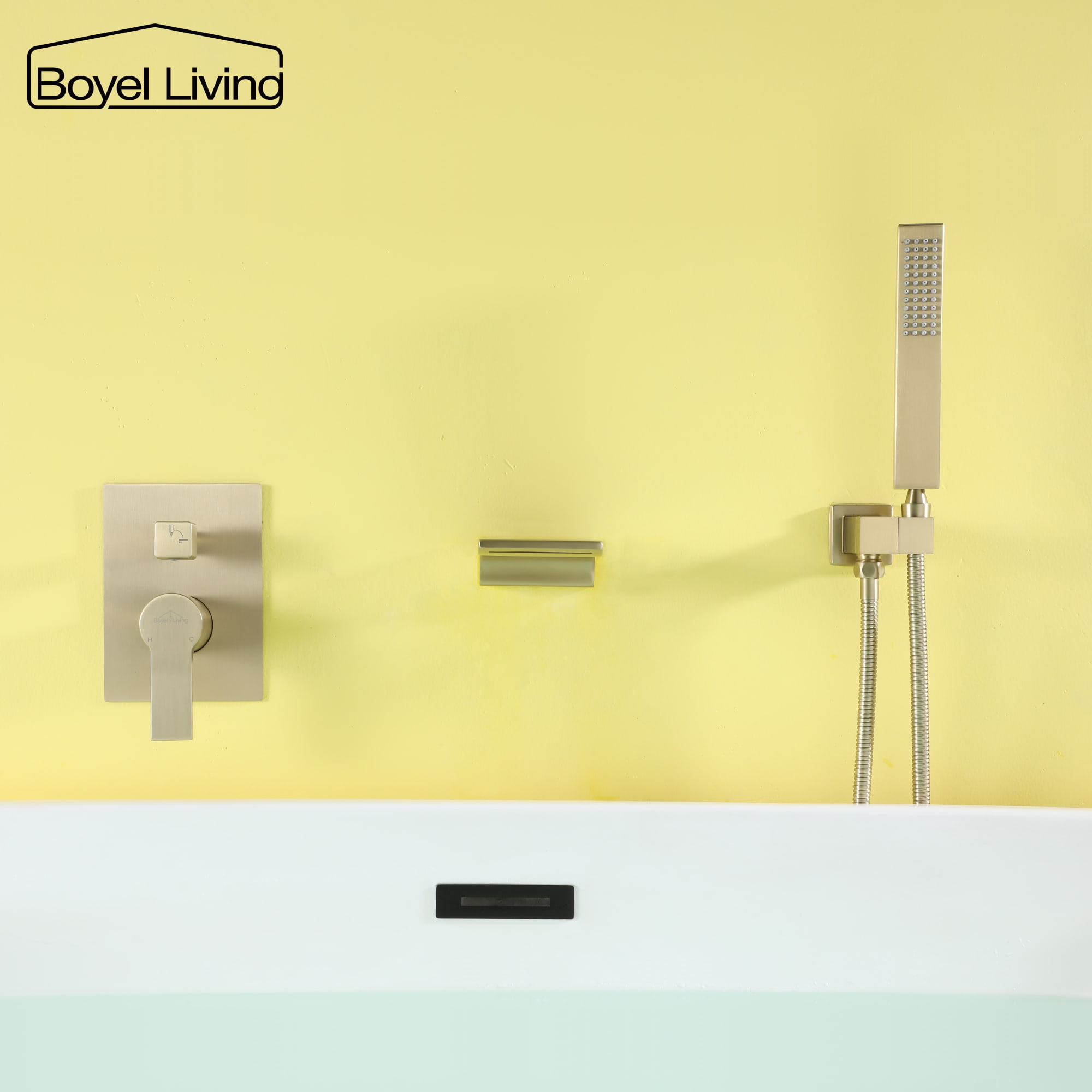 Single-Handle Wall Mounted Roman Bathtub Faucet with Hand Shower-Boyel Living