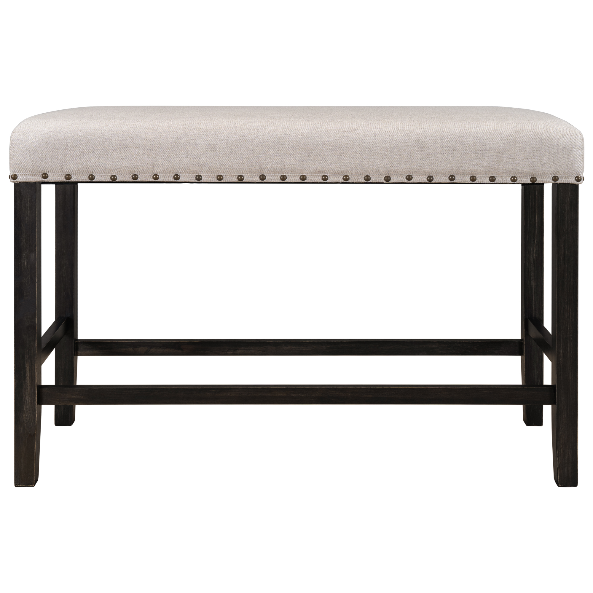 Rustic Wooden Upholstered Dining Bench for Small Places(Espresso+ Beige)-Boyel Living