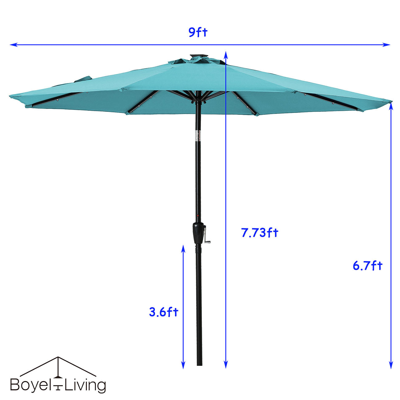 Boyel Living 9-ft Patio Umbrella with LED Lights (Blue)-Boyel Living