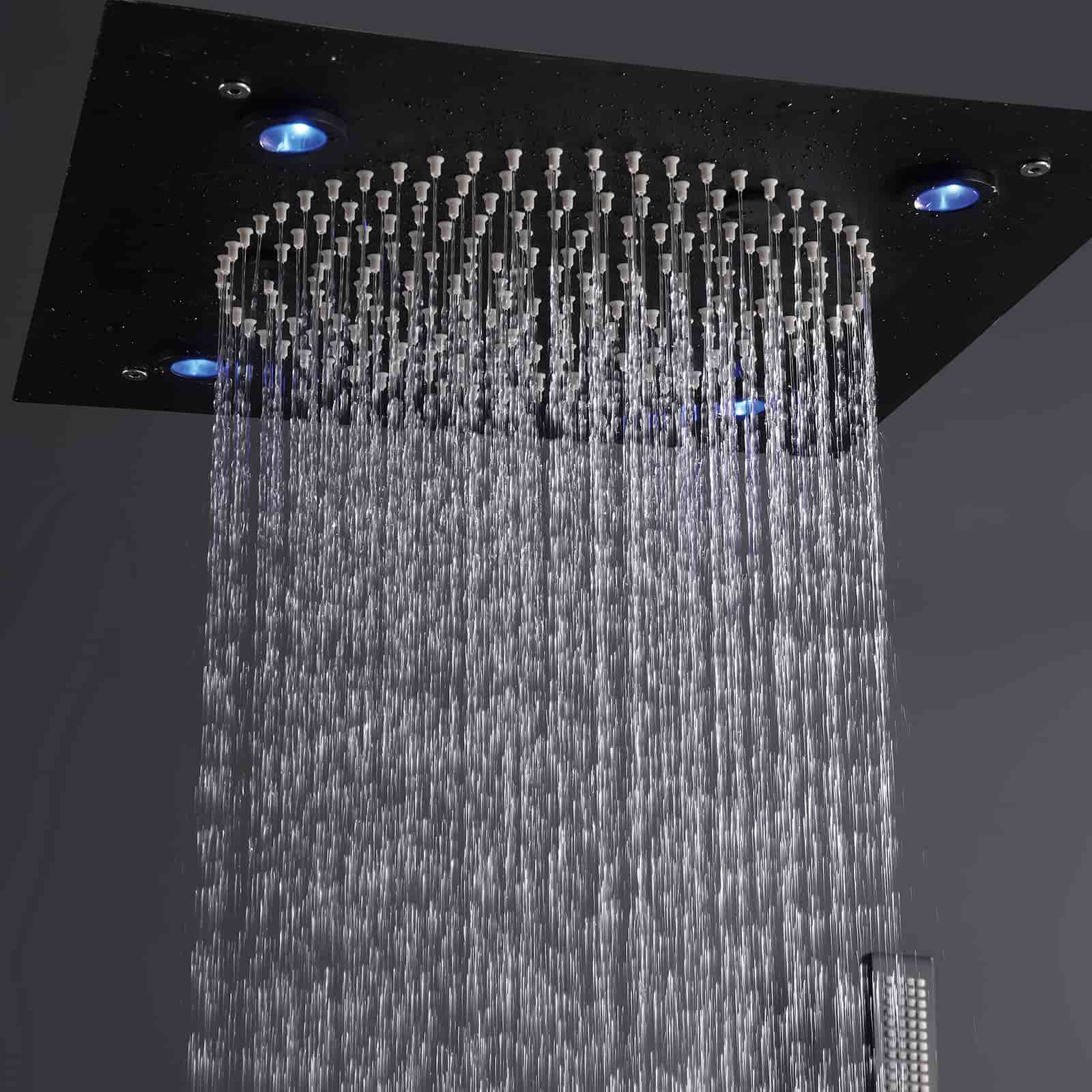 Boyel Living Luxury LED Ceiling Rainfall Shower Head System with Body Jets Bathroom Shower Faucet Complete Set, Flow Adjustable-Boyel Living