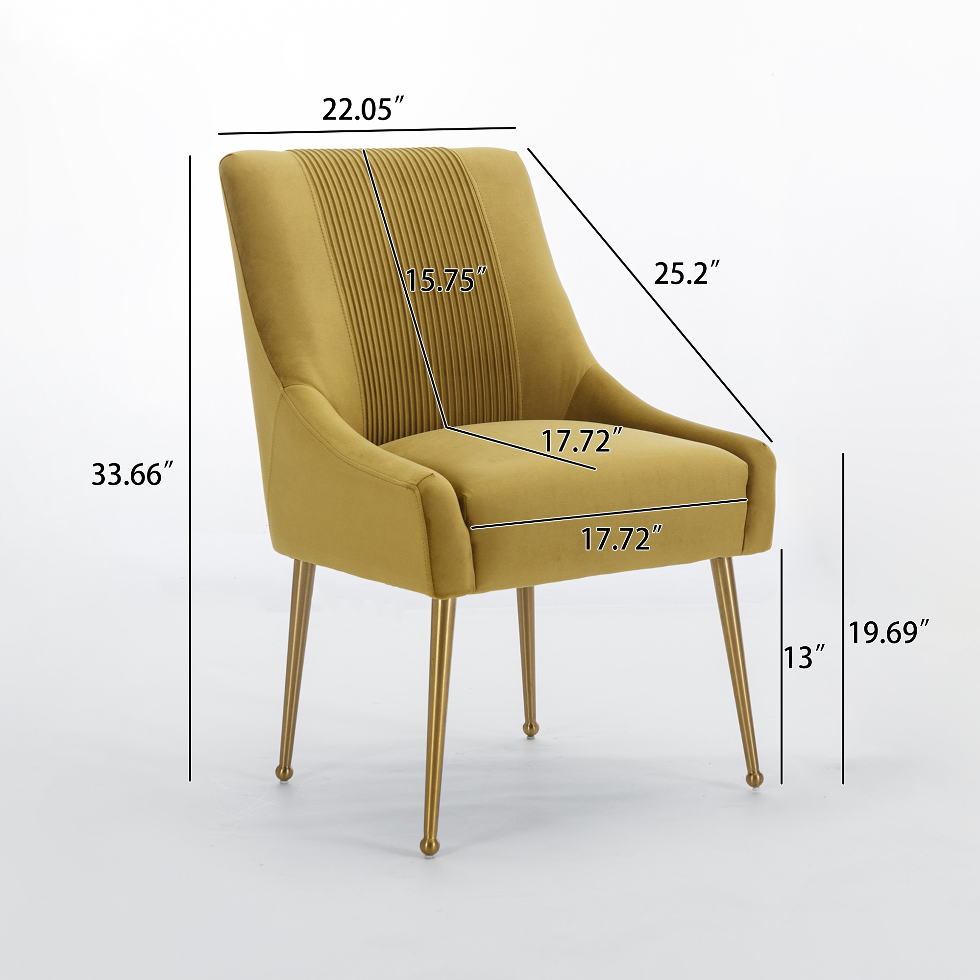 Velvet Dining Chair, Accent Side Chair With Adjustable Foot Nails, Set of 2