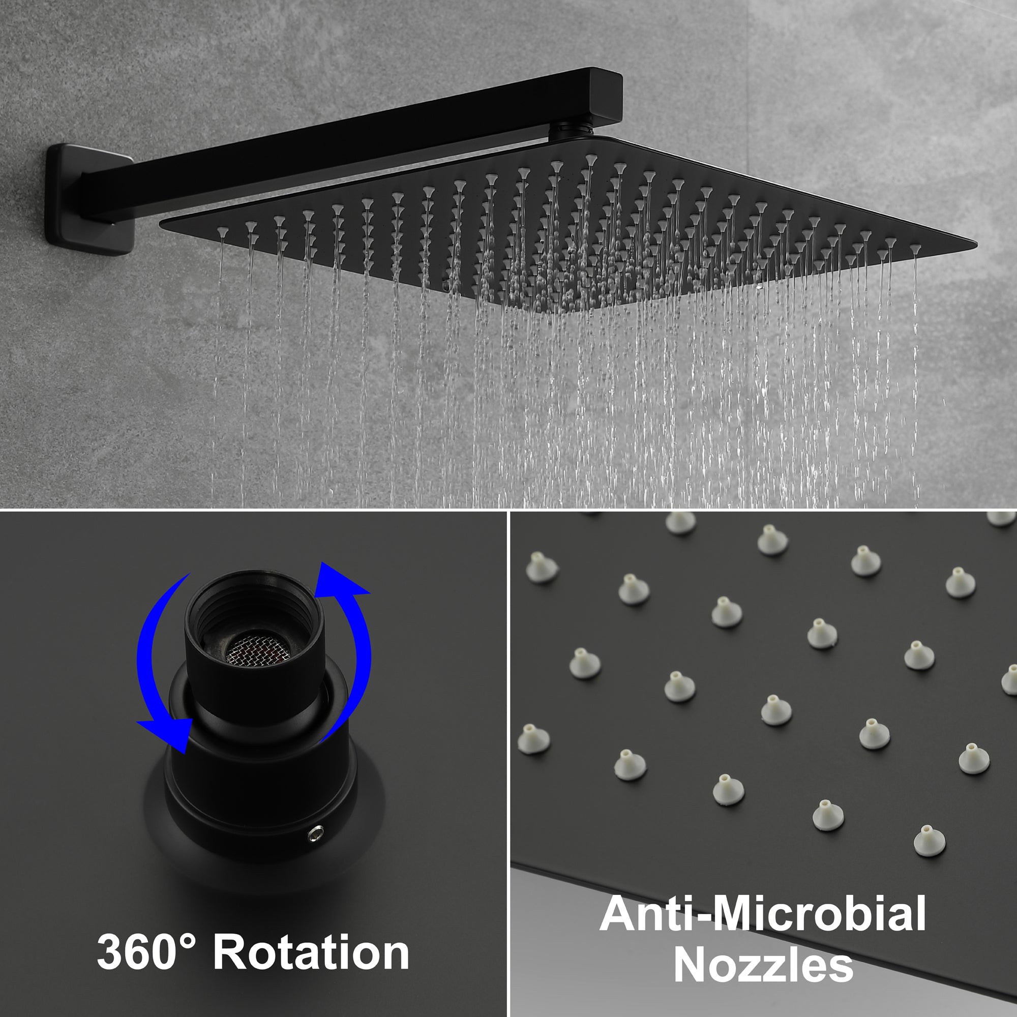 Boyel Living 12 in. Square Shower Head Wall Mount Shower System-Boyel Living