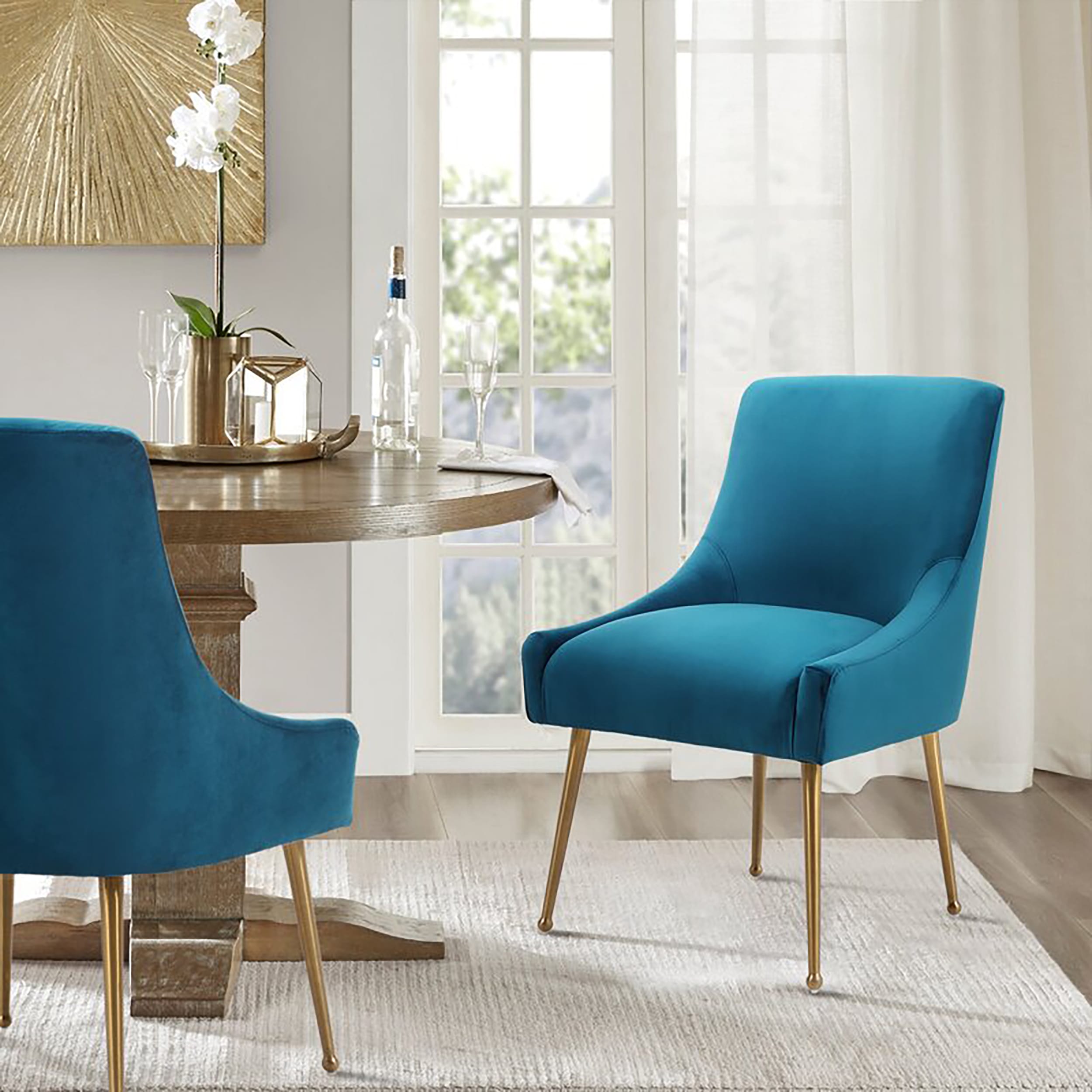 Velvet Dining Chair, Accent Side Chair With Adjustable Foot Nails, Set of 2-Boyel Living