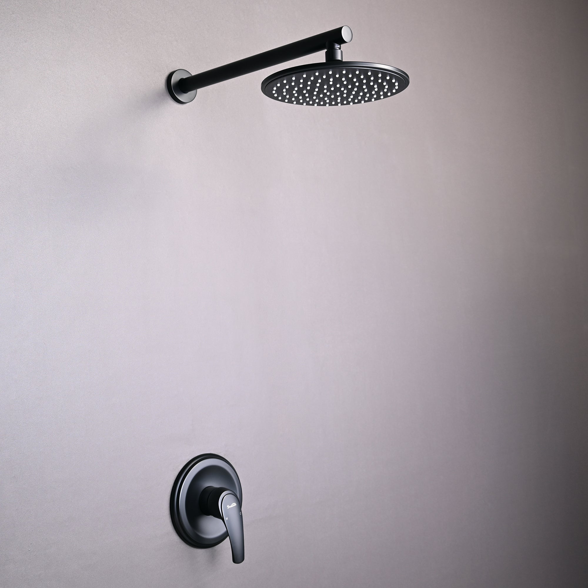 Boyel Living 1-Spray Patterns with 3.4 GPM 9 in. Wall Mount Rain Fixed Shower Head with Single Lever Handle and Valve-Boyel Living