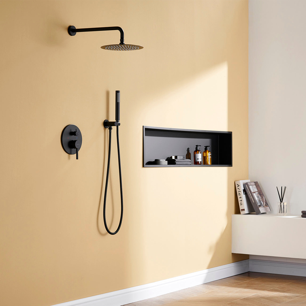 Boyel Living Matte Black Shower System With Handheld Rain Shower Head Systems-Boyel Living